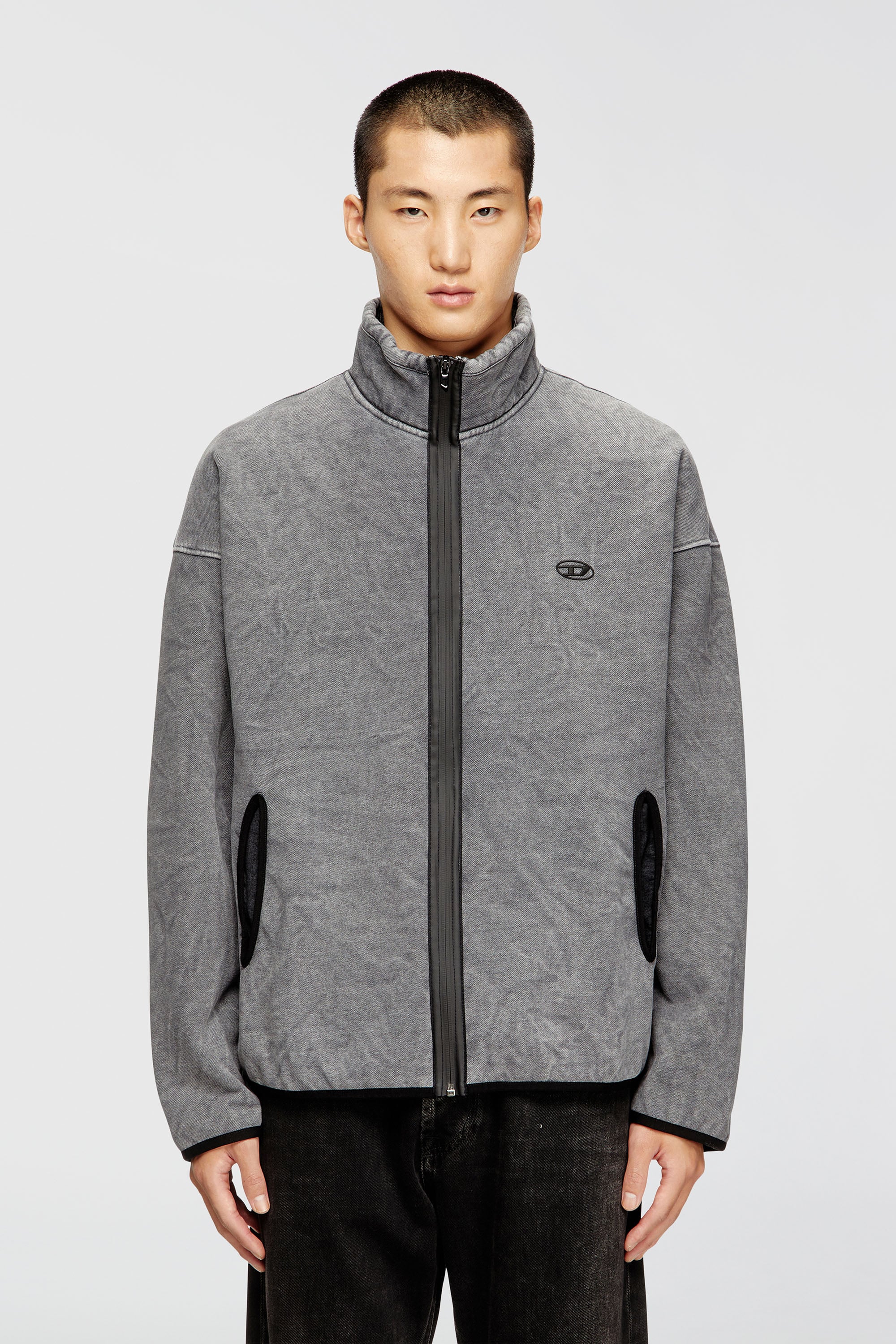 Diesel - S-BATY-NEW, Man's Zip-up sweatshirt with inner lining in Grey - 1