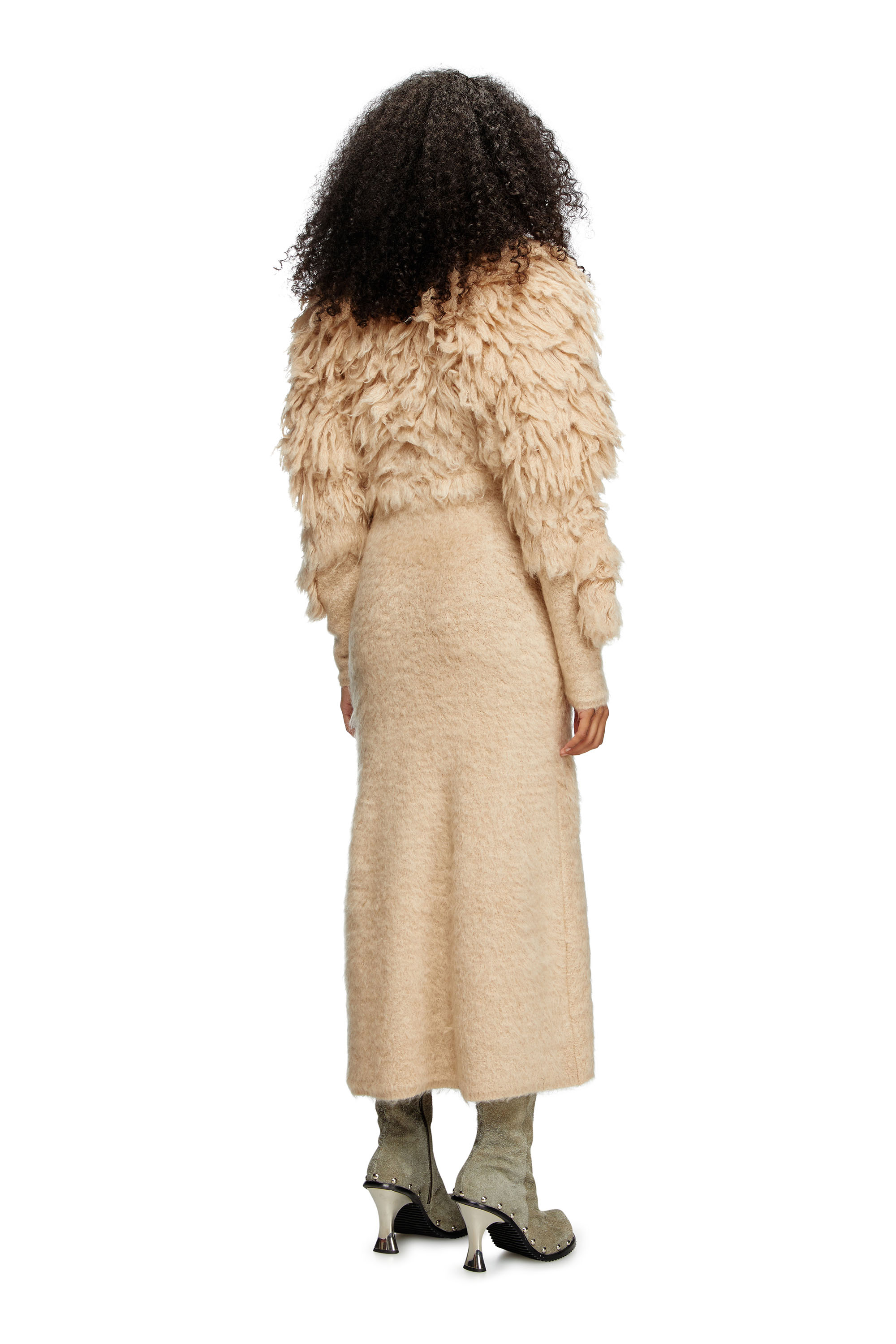 Diesel - M-PACE, Vestido de cuello alto en mohair peludo Mujer in Beige - 3