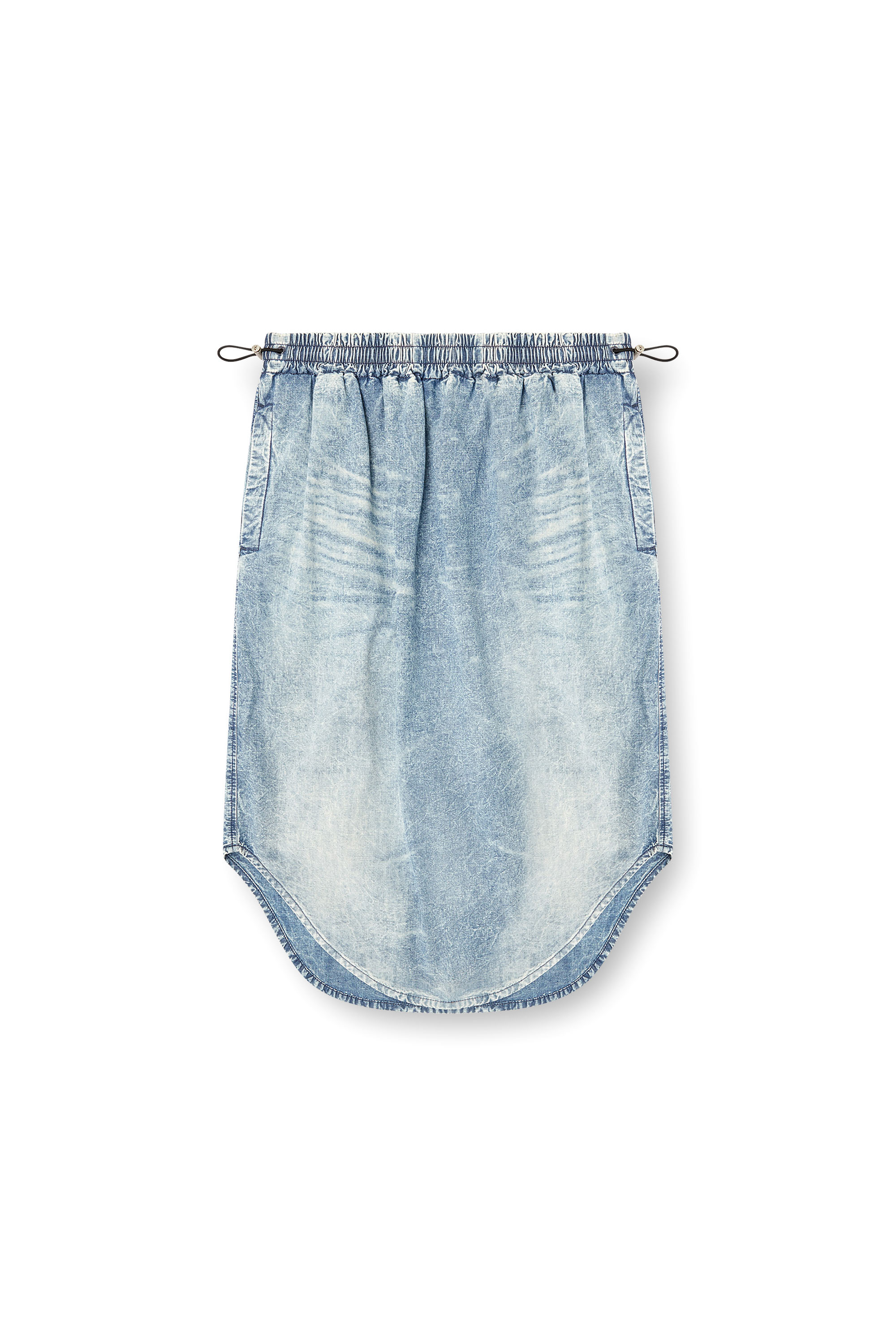 Diesel - DE-ASHLEY-S, Woman's Midi skirt in marbled denim in Light Blue - 3