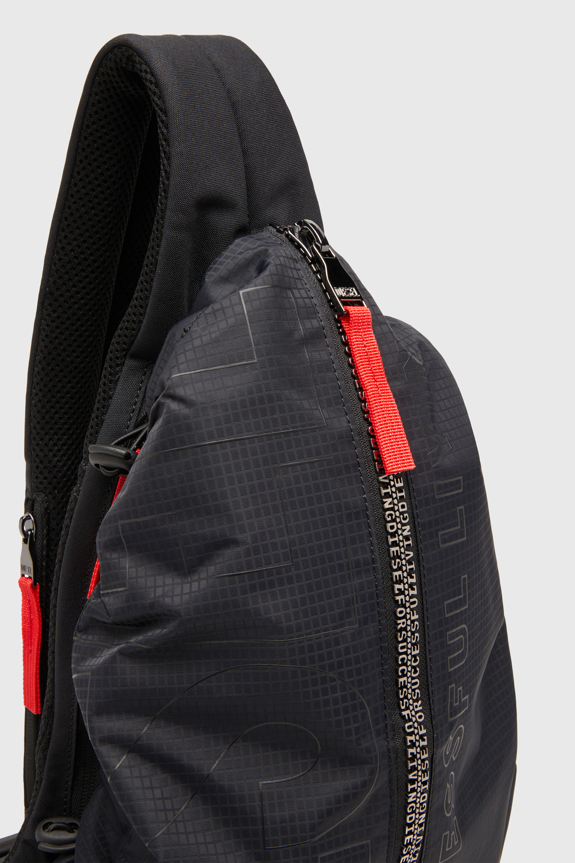 Men's Zip-D-Sling backpack in check-jacquard shell | Black | Diesel US