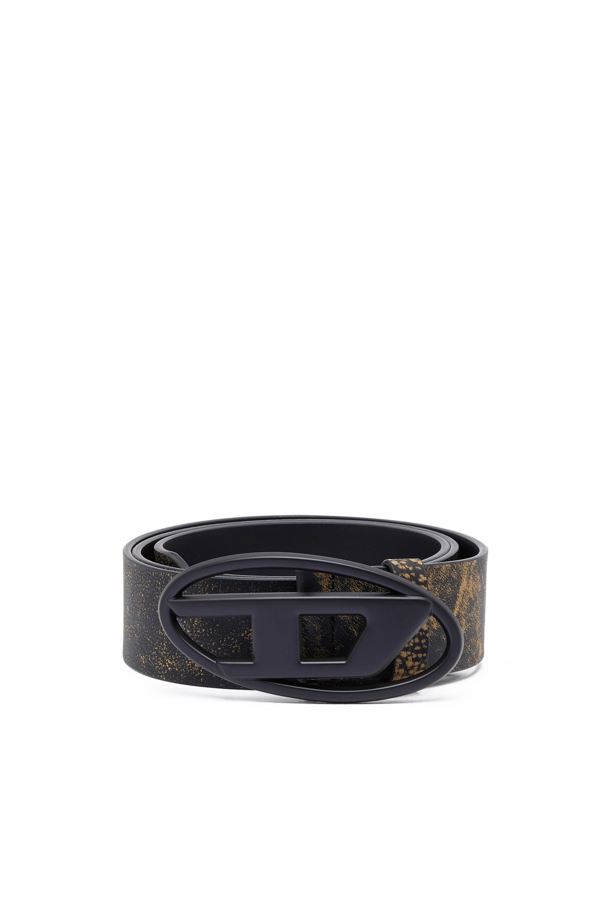 Women's Treated leather belt with logo buckle | Multicolor | Diesel