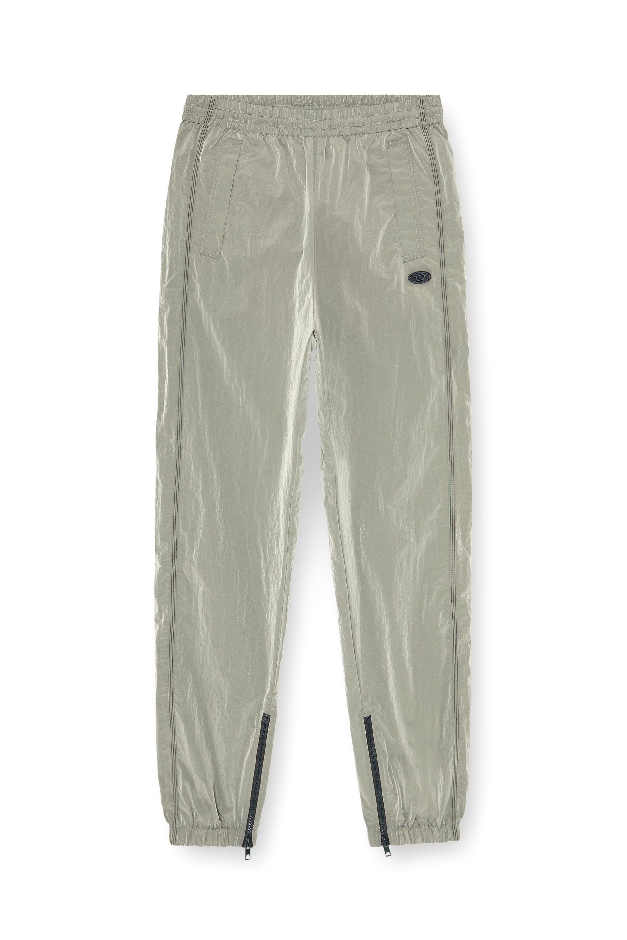 Diesel - P-ANOK, Pantalon en nylon &agrave; effet froiss&eacute; Homme in Gris - 4