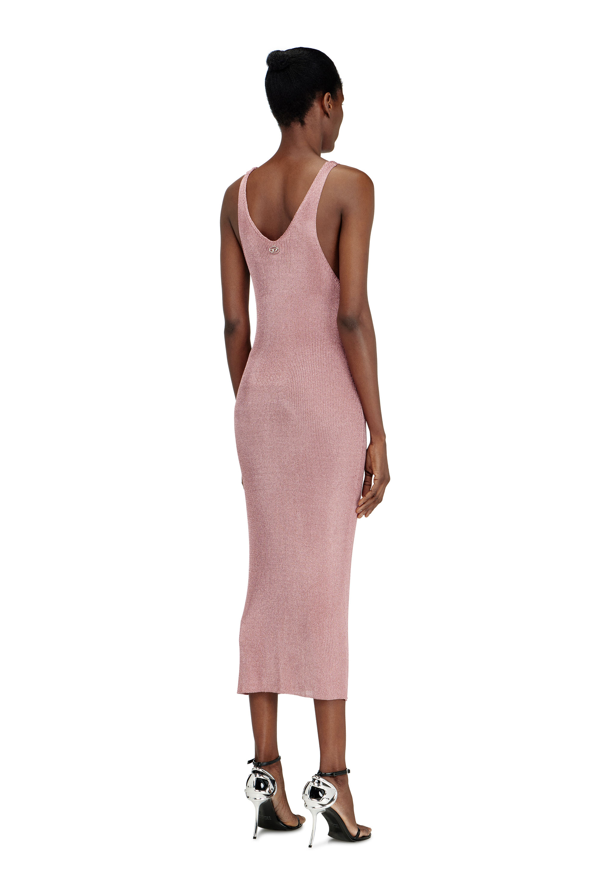 Diesel - M-DELOCA, Woman's Midi dress in metallic ribbed knit in Pink - 4