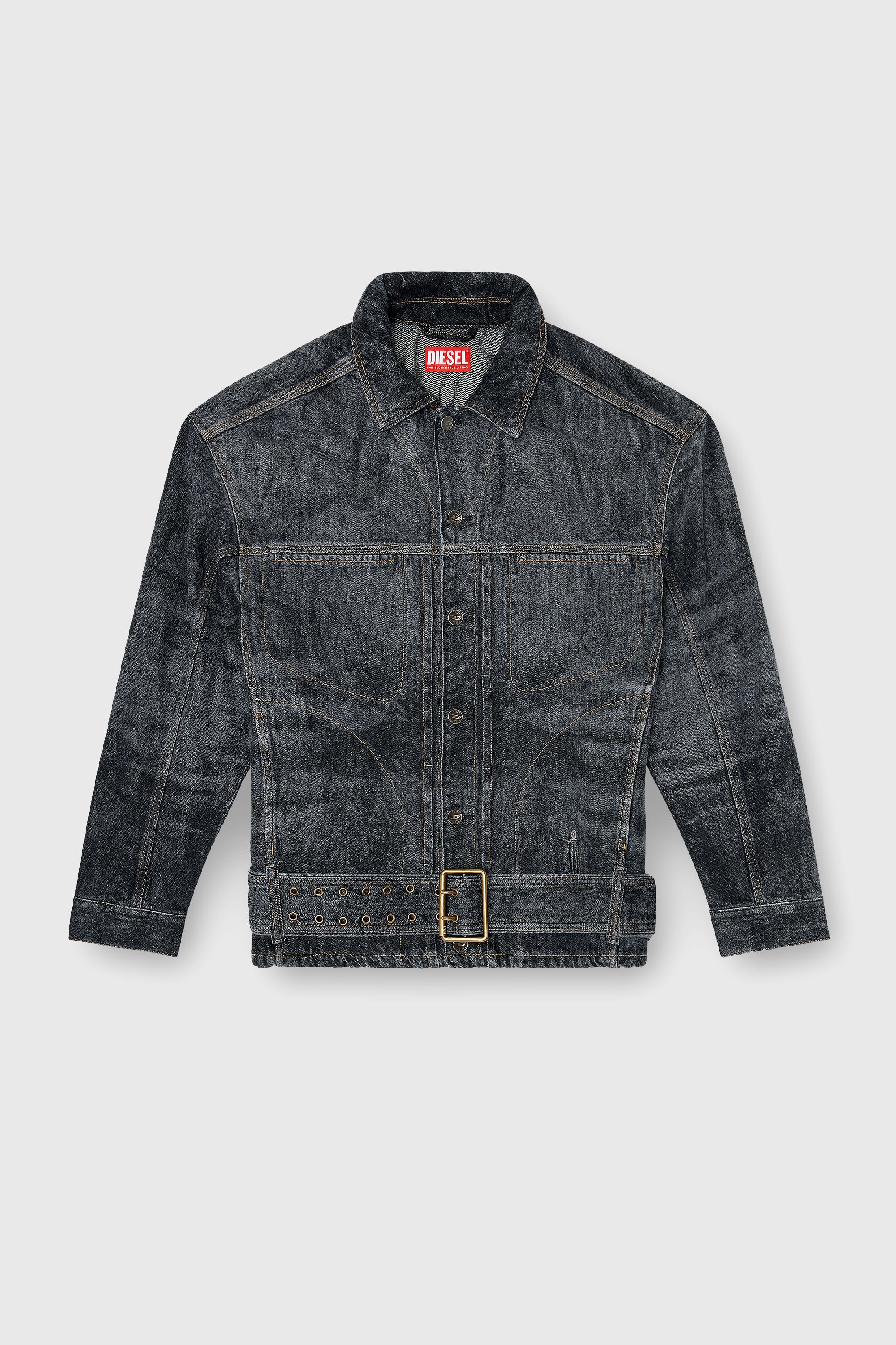 Diesel - D-VALERO-S, Veste en jean inspir&eacute;e des motards Homme in Gris - 2