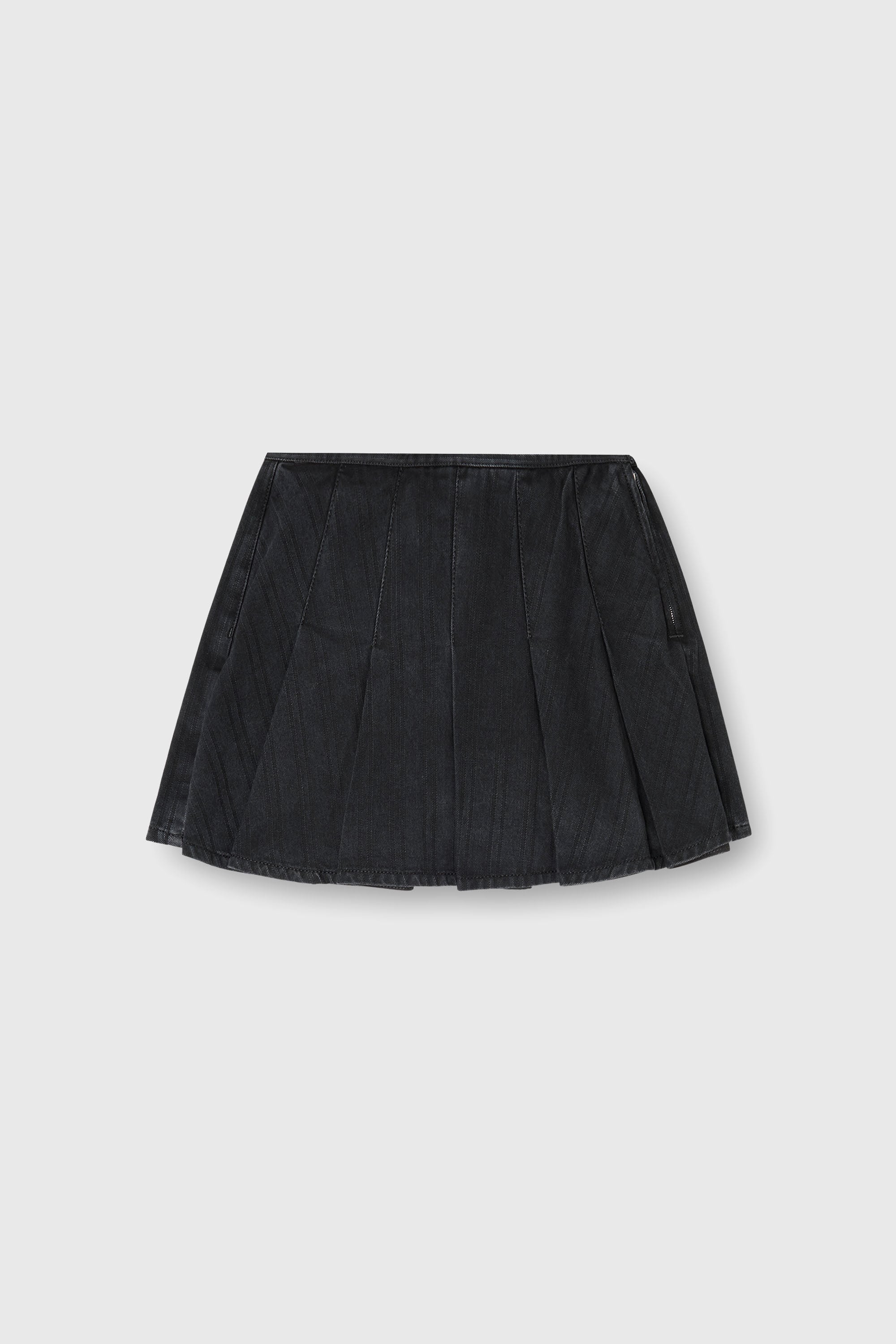 Diesel - DE-SHERO, Falda-pantal&oacute;n plisada de denim a rayas finas Mujer in Negro - 2