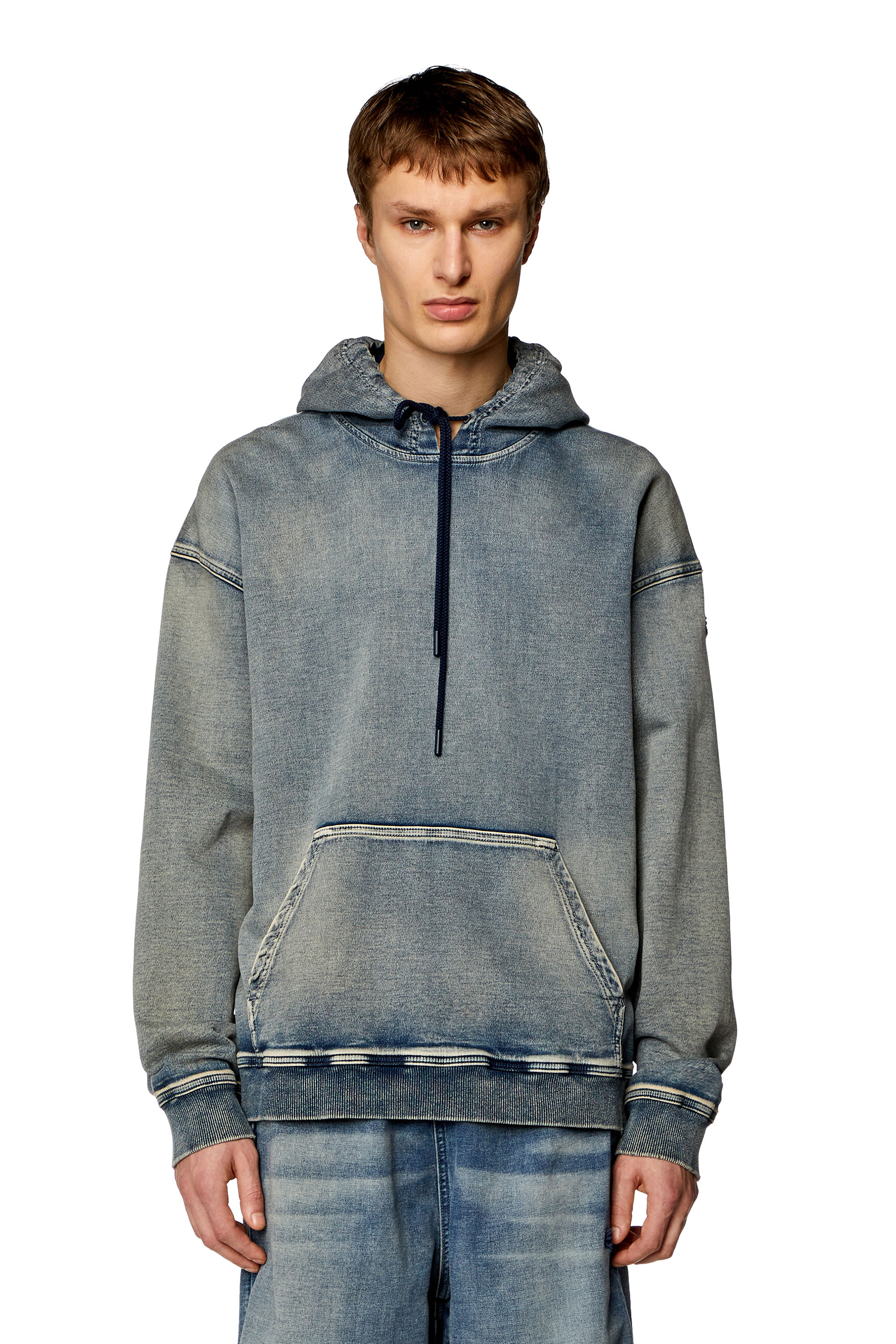 Diesel - D-UM-RIB TRACK, Man's Sweatshirt in Track Denim in Dark Blue - 3