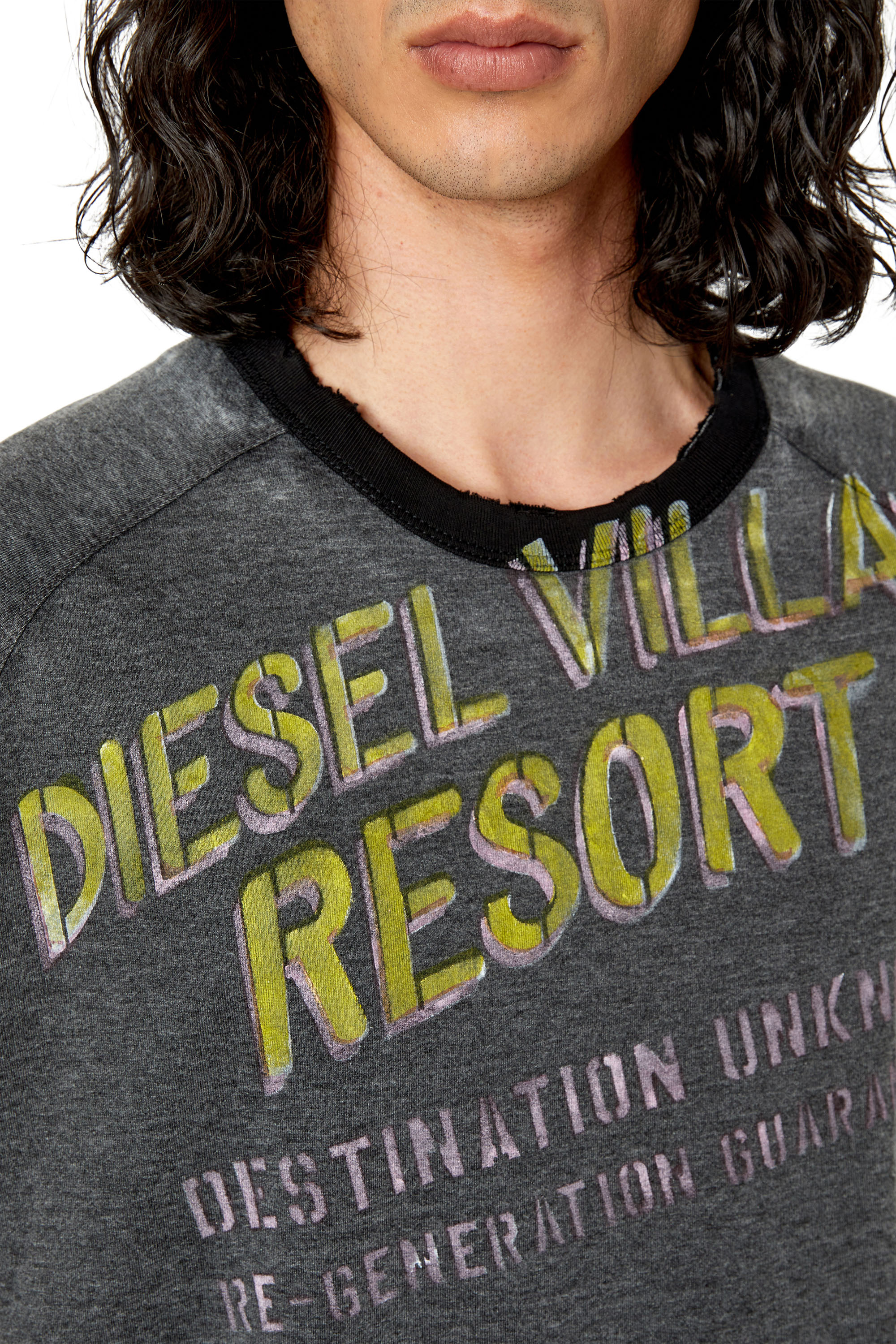 Diesel - T-DIELAN, Camiseta con estampado en hecho a mano Hombre in Gris - 4