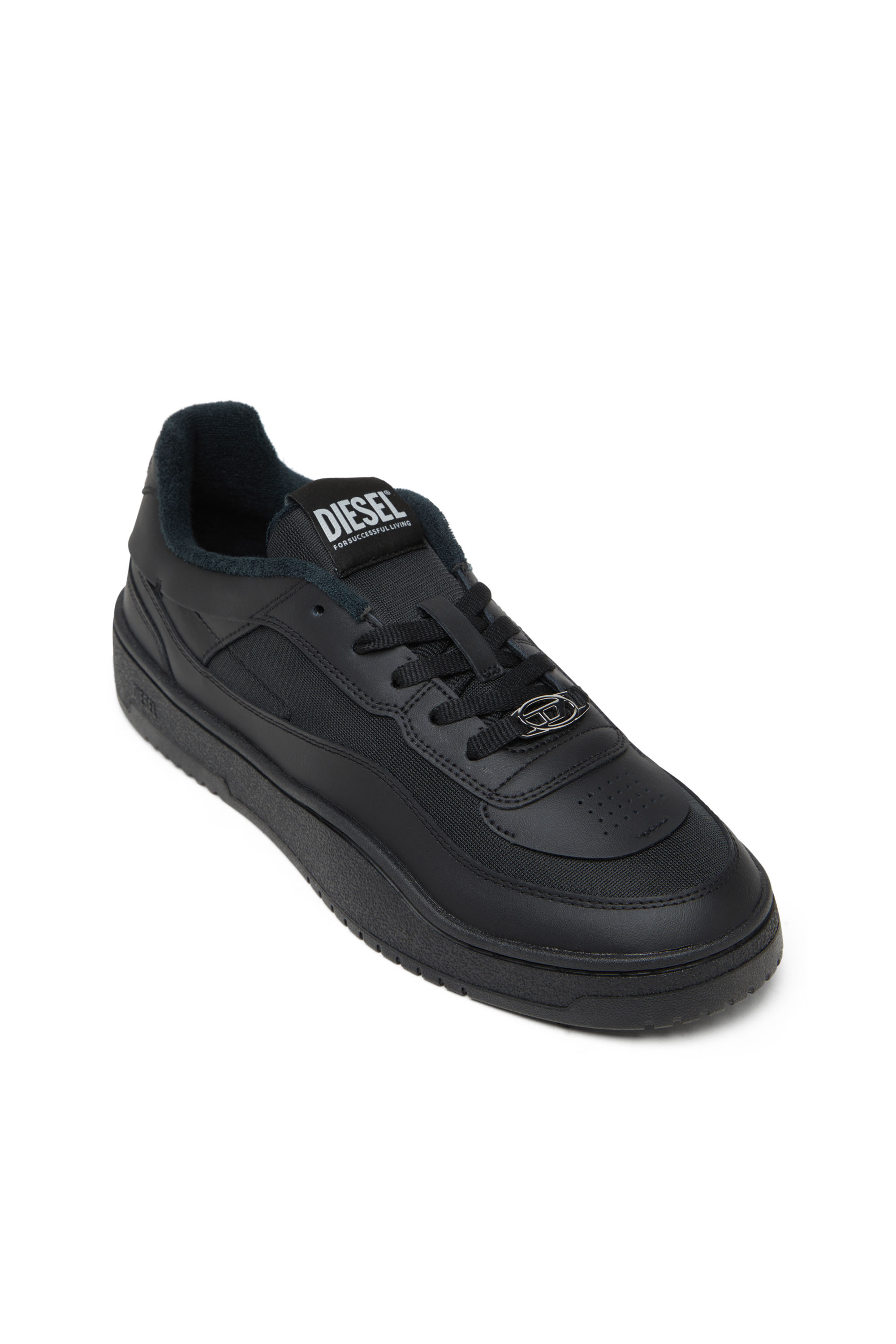 S-OVAL SKATE LOW, Black Diesel - S-OVAL SKATE LOW, Male's S-Oval Skate-Fabric-panelled leather sneakers in Black - 6