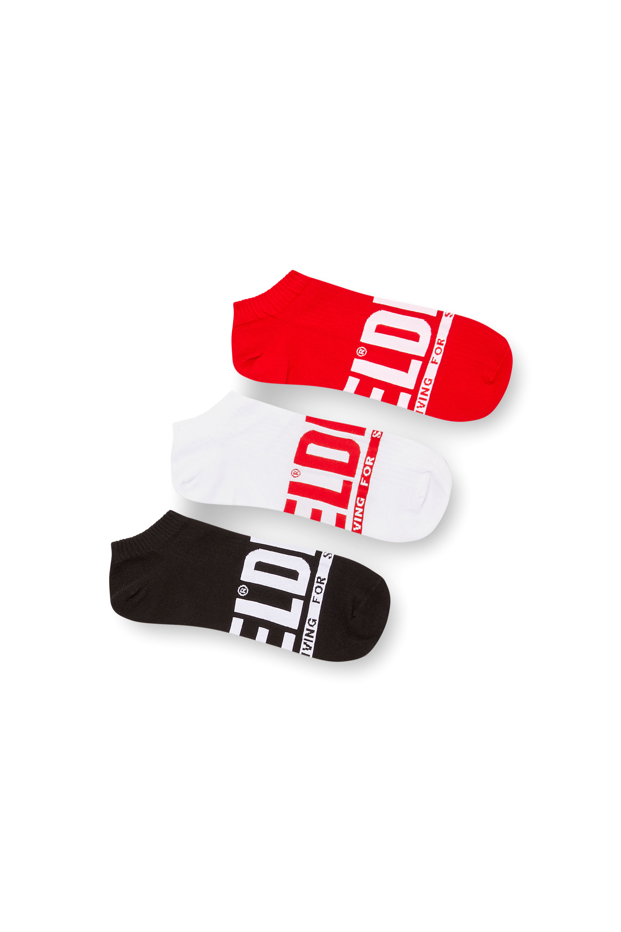 Diesel - SKM-GOST-THREEPACK, Lot de trois paires de chaussettes basses avec logo Homme in Polychrome - 1