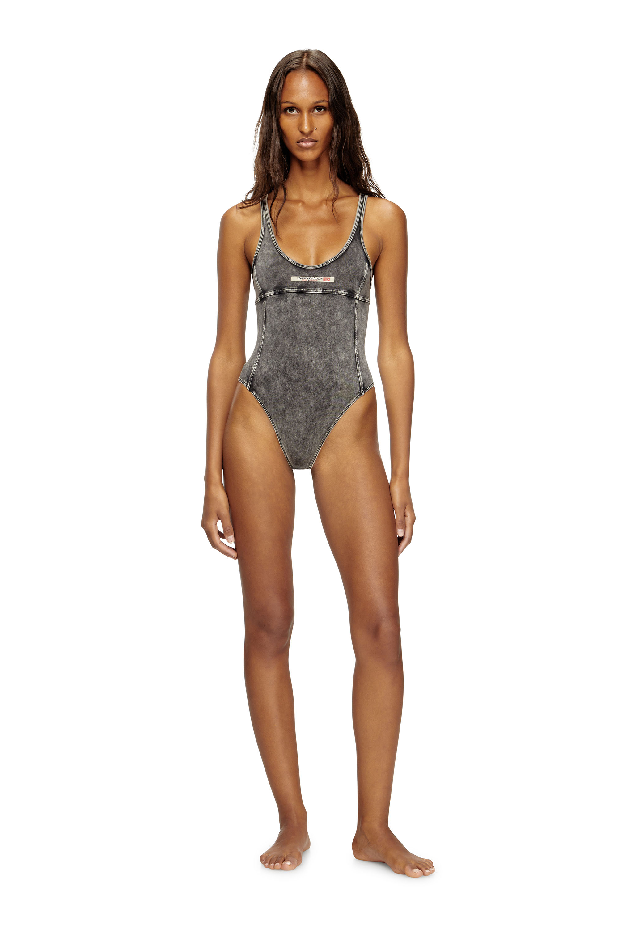 Diesel - PHOEBE-DNM, Woman's Bodysuit in denim-effect jersey in Dark grey - 2