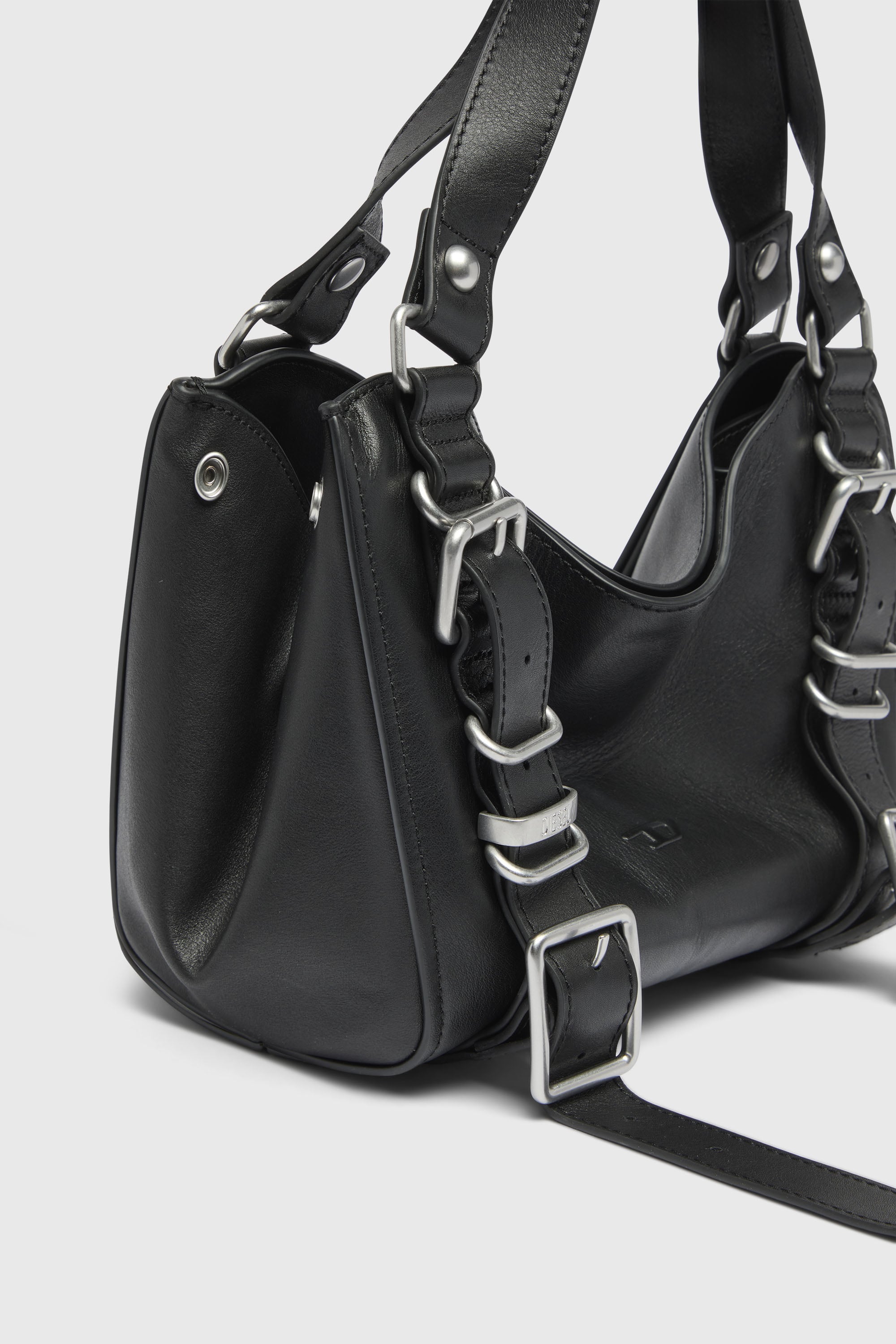 Women's D-One-Small top-handle bag in treated leather | Black