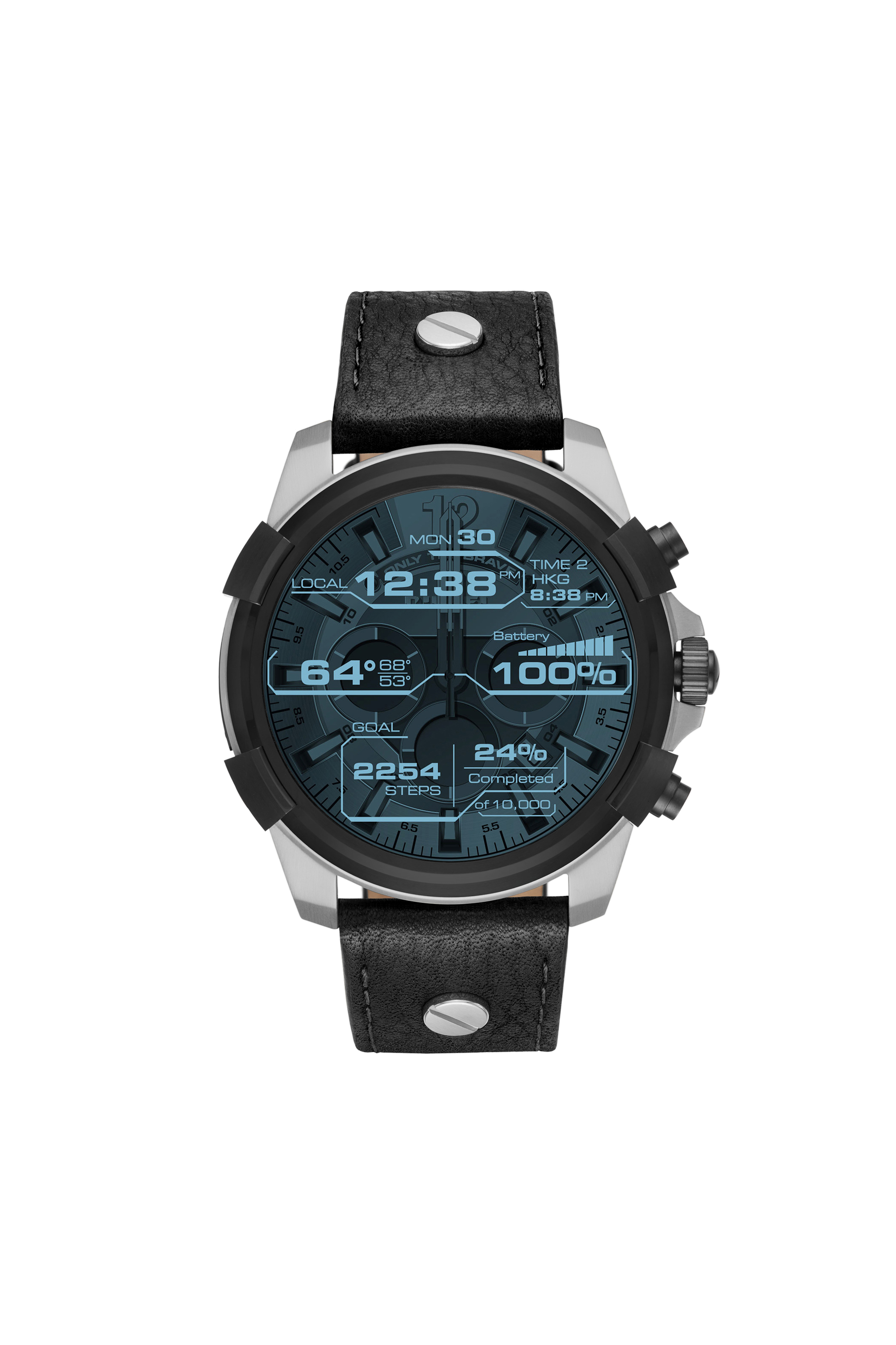 Diesel - DT2001, Smartwatch con caja de acero inoxidable y correa en piel, 48 mm Hombre in Negro - 4