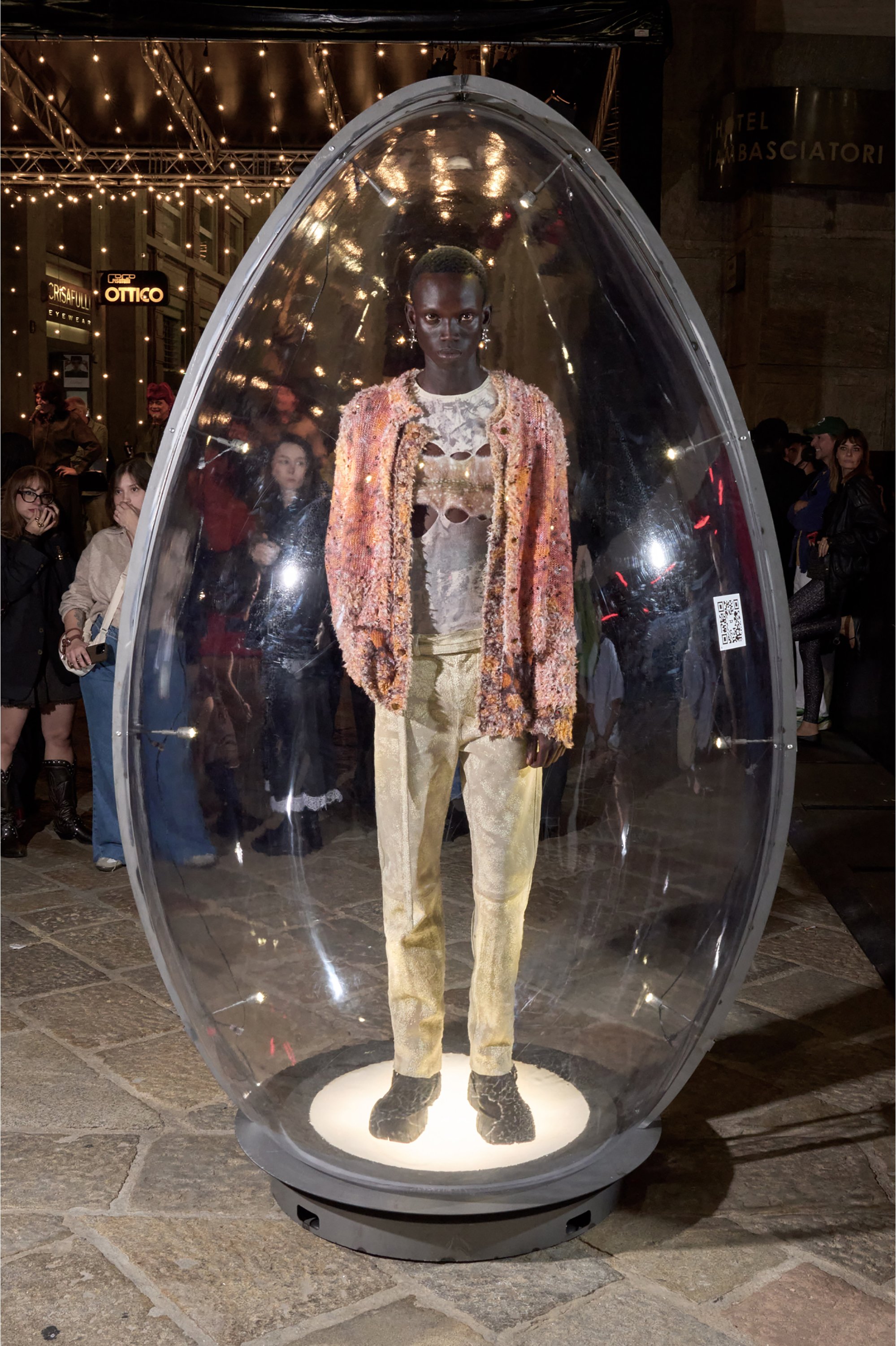 Diesel - K-LINNUS, Cardigan en m&eacute;lange de lin imprim&eacute; avec cristaux Homme in Polychrome - 6