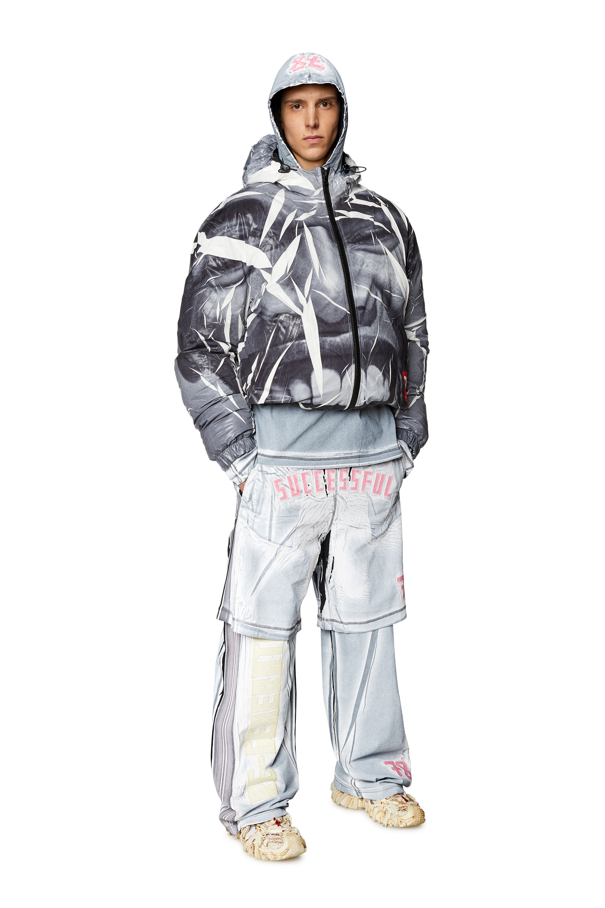 Diesel - P-ROWY-LONG, Man's Track pants with shadowy overprint in Light Blue - 1