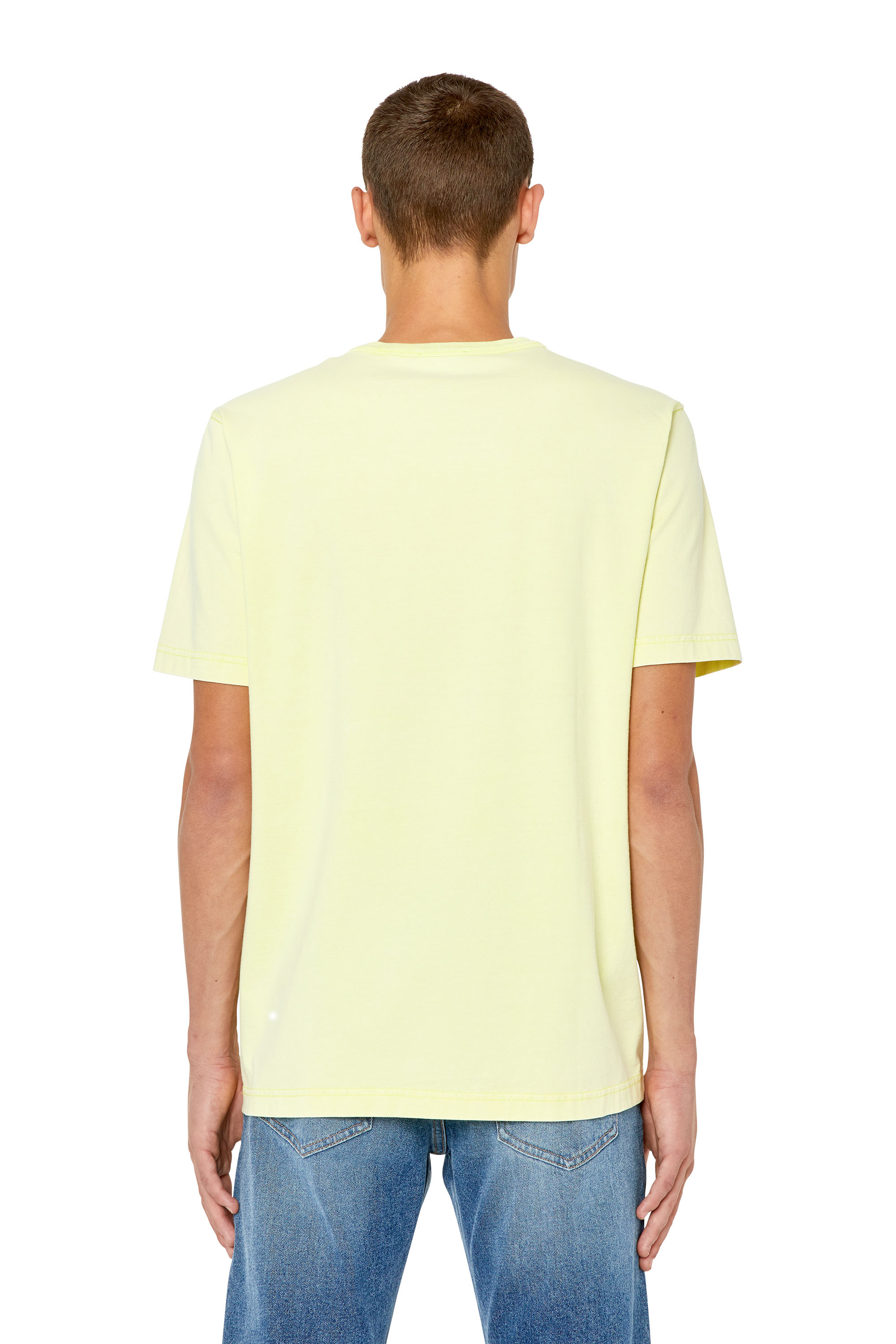 Diesel - T-JUST-G14, Man's Faded T-shirt with triple logo embroidery in Yellow Fluo - 5