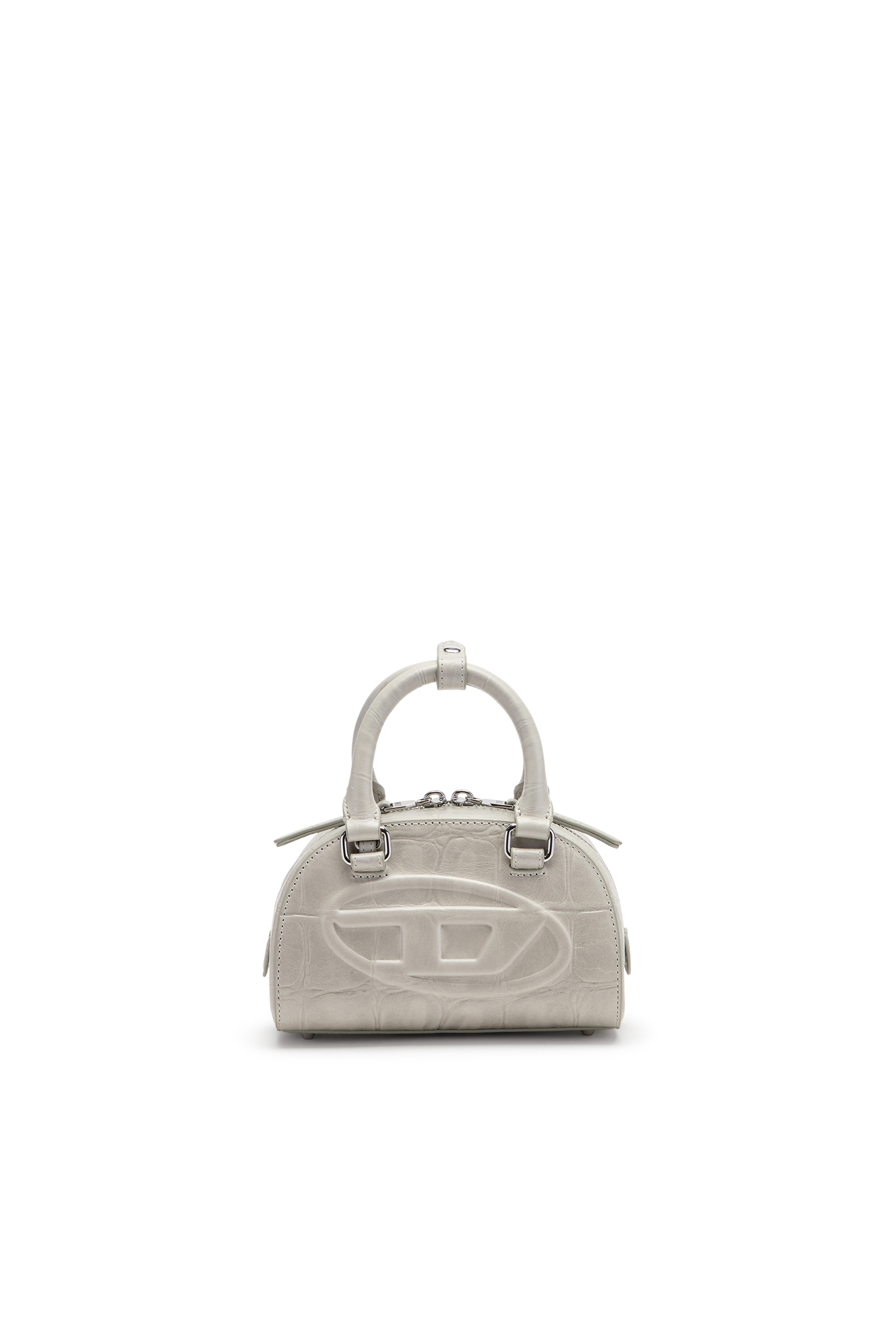Diesel - 1DR DOME CROSSBODY, Female's 1DR Dome-Mini bowling bag in croc-effect leather in Grey - 1