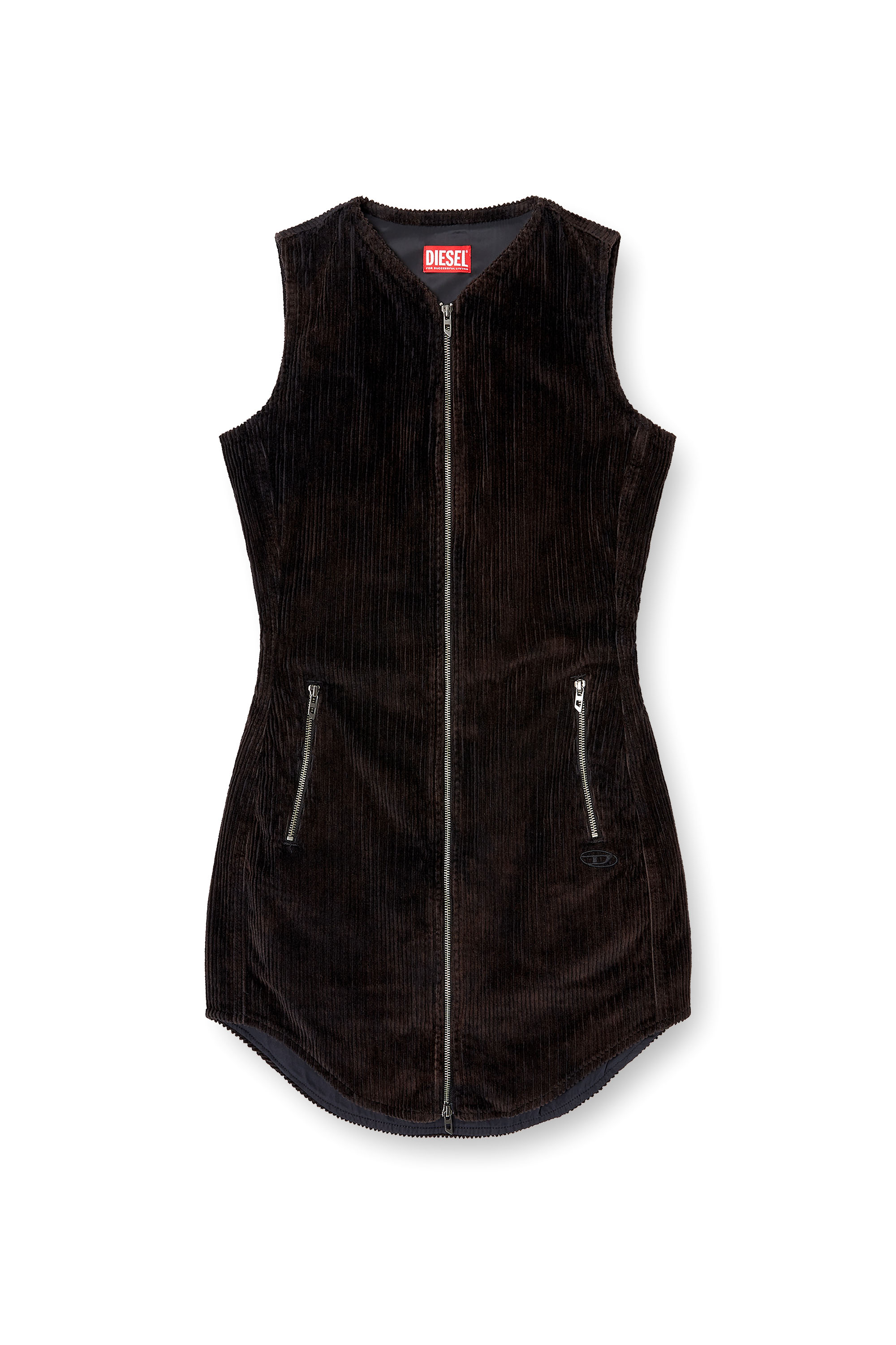 Diesel - D-ENEA, Mini robe en coton avec fermeture éclair à l'avant Femme in Noir - 3