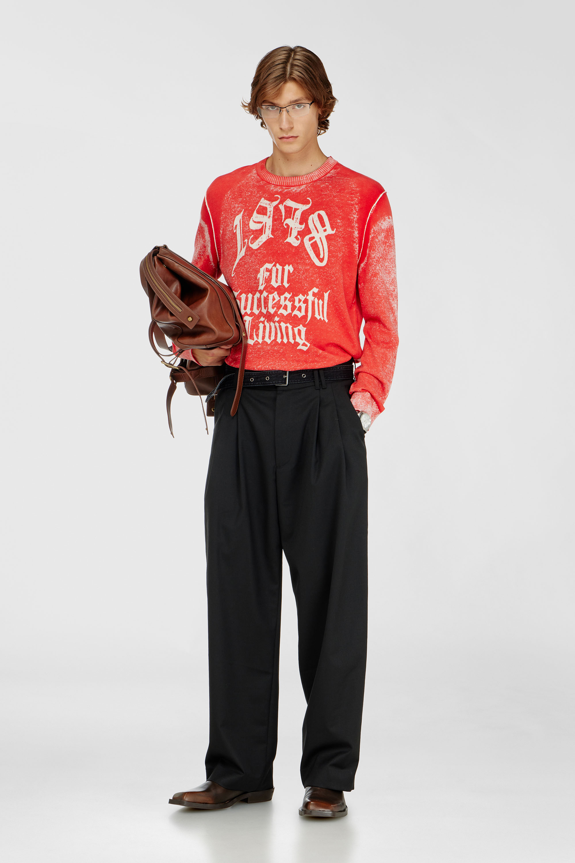 Diesel - K-LAUTI-A, Male's Jumper with reverse print in Red - 1
