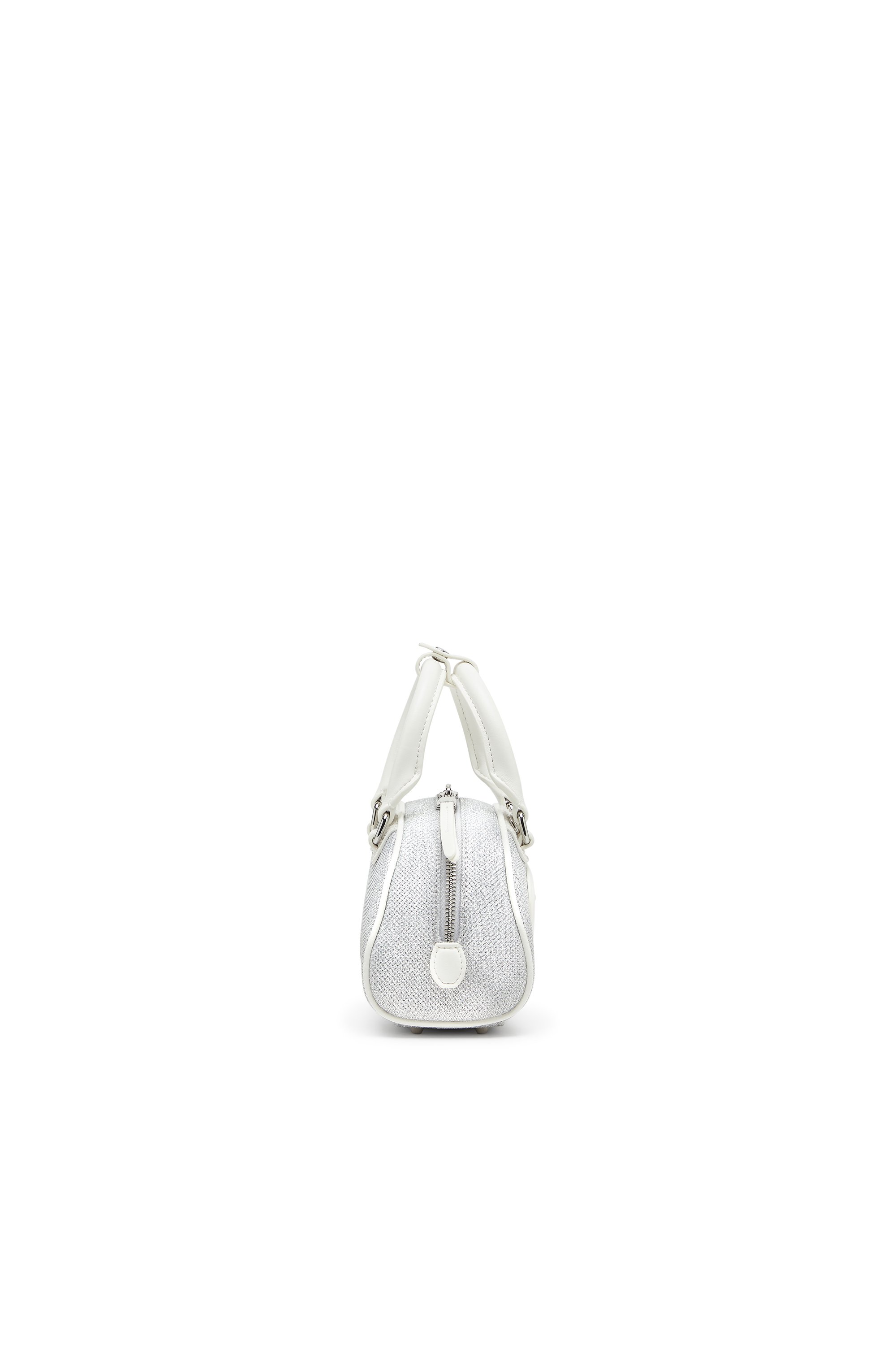 Diesel - 1DR DOME CROSSBODY, Female's 1DR Dome-Mini bowling bag in lurex fabric in White/Grey - 4