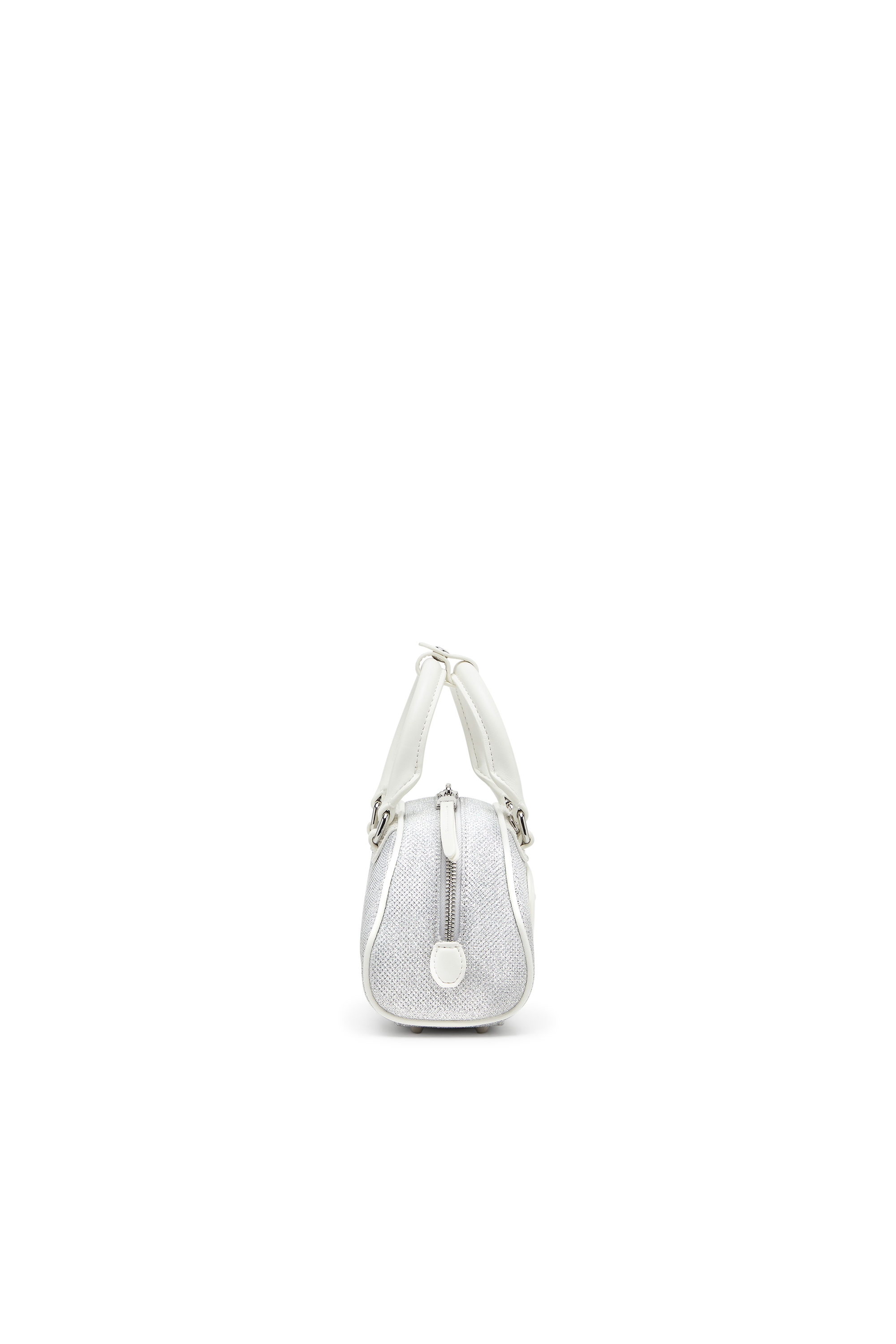 Diesel - 1DR DOME CROSSBODY, 1DR Dome-Mini sac bowling en tissu Lurex Femme in Blanc - 4