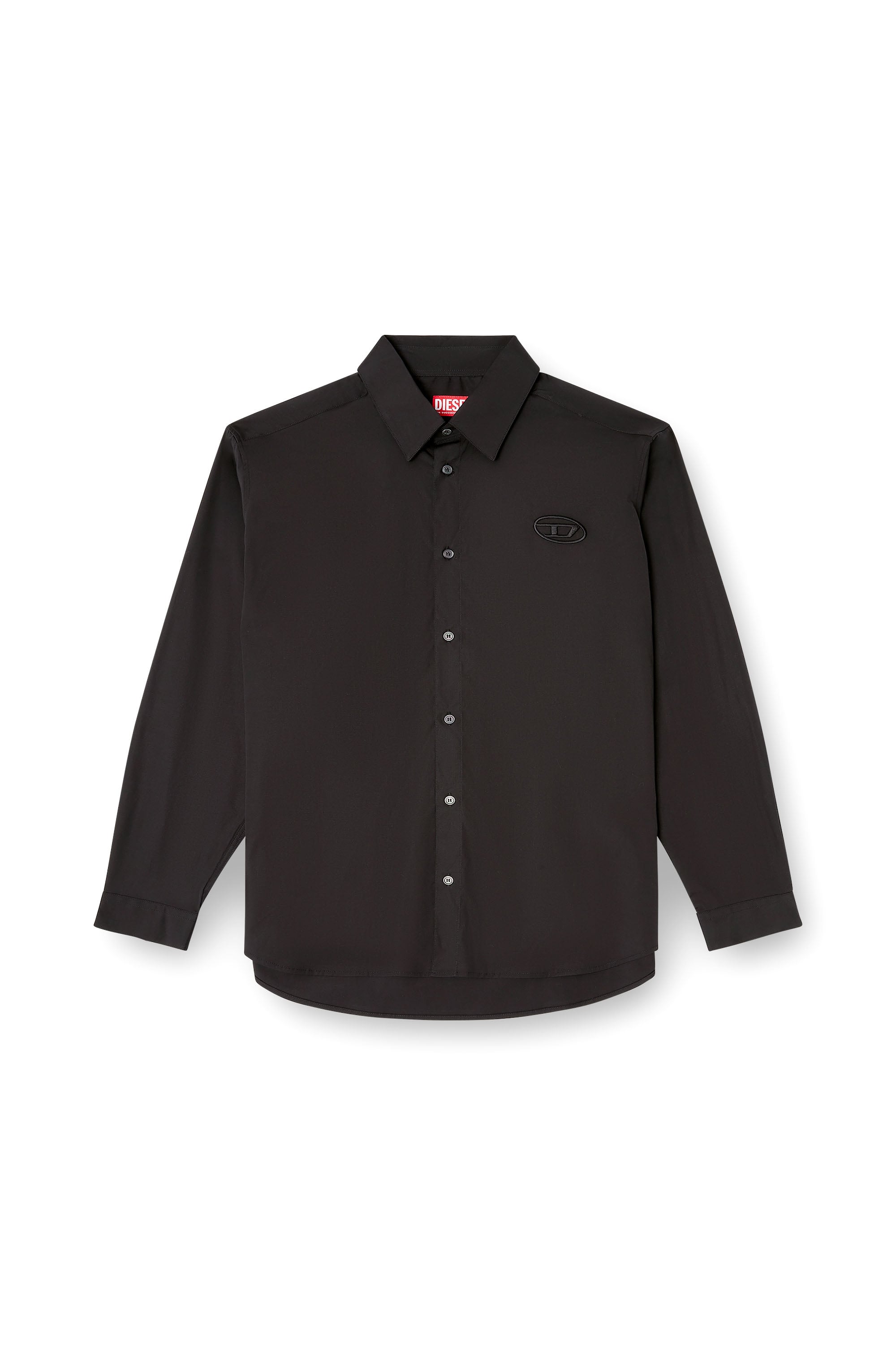 Diesel - S-SIMPLY-GSBH, Camisa de popelina el&aacute;stica con bordado Hombre in Negro - 3
