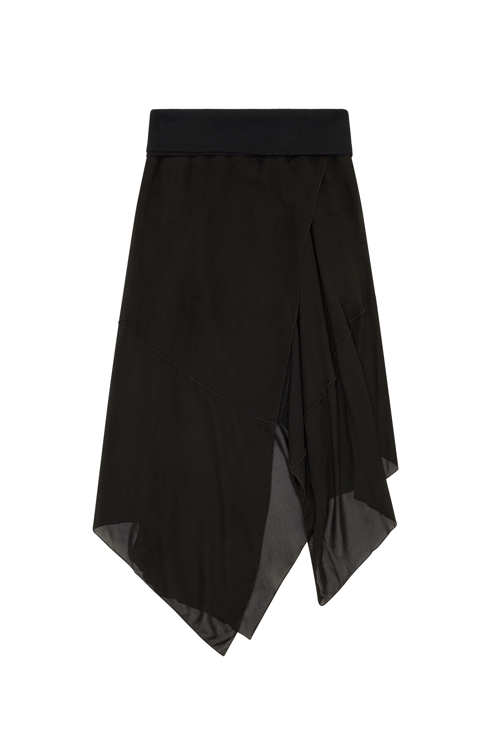 Diesel - O-ROL, Woman's Asymmetrical skirt with ribbed waist in Black - 2
