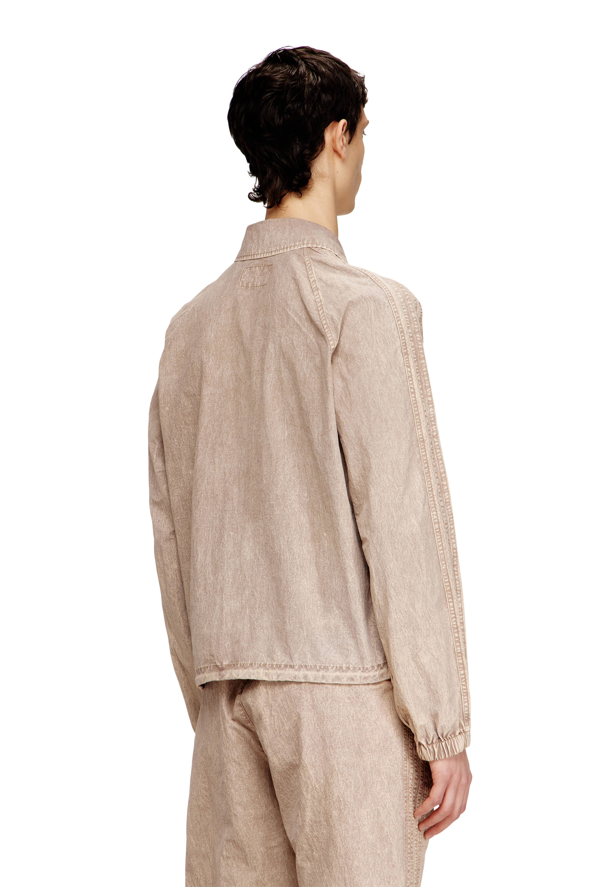 Diesel - J-FENIC-AG, Unisex's Taslan jacket with striped sleeves in Light Brown - 3