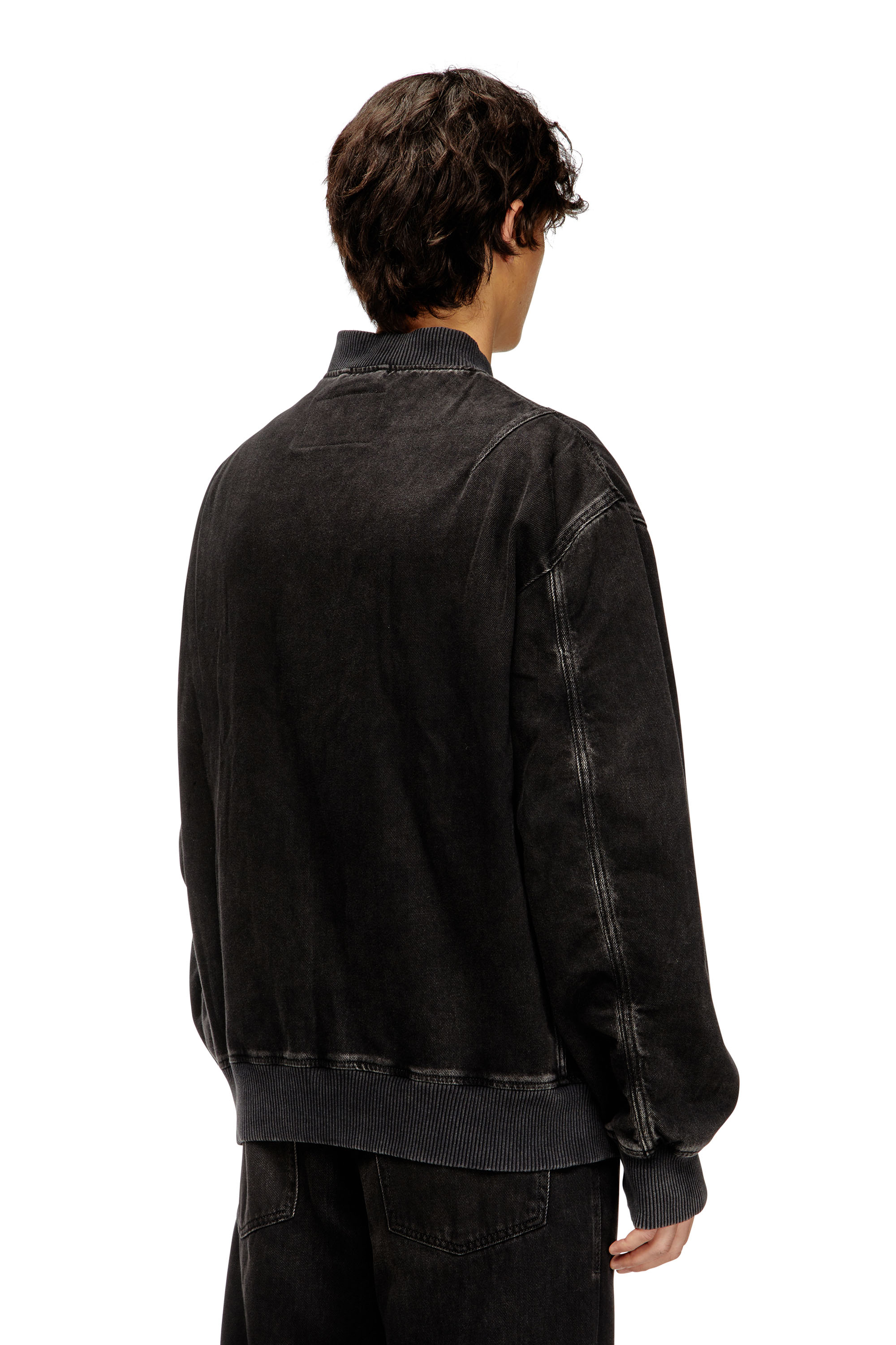 Diesel - D-VINZ, Veste bomber en denim délavé Homme in Noir - 3