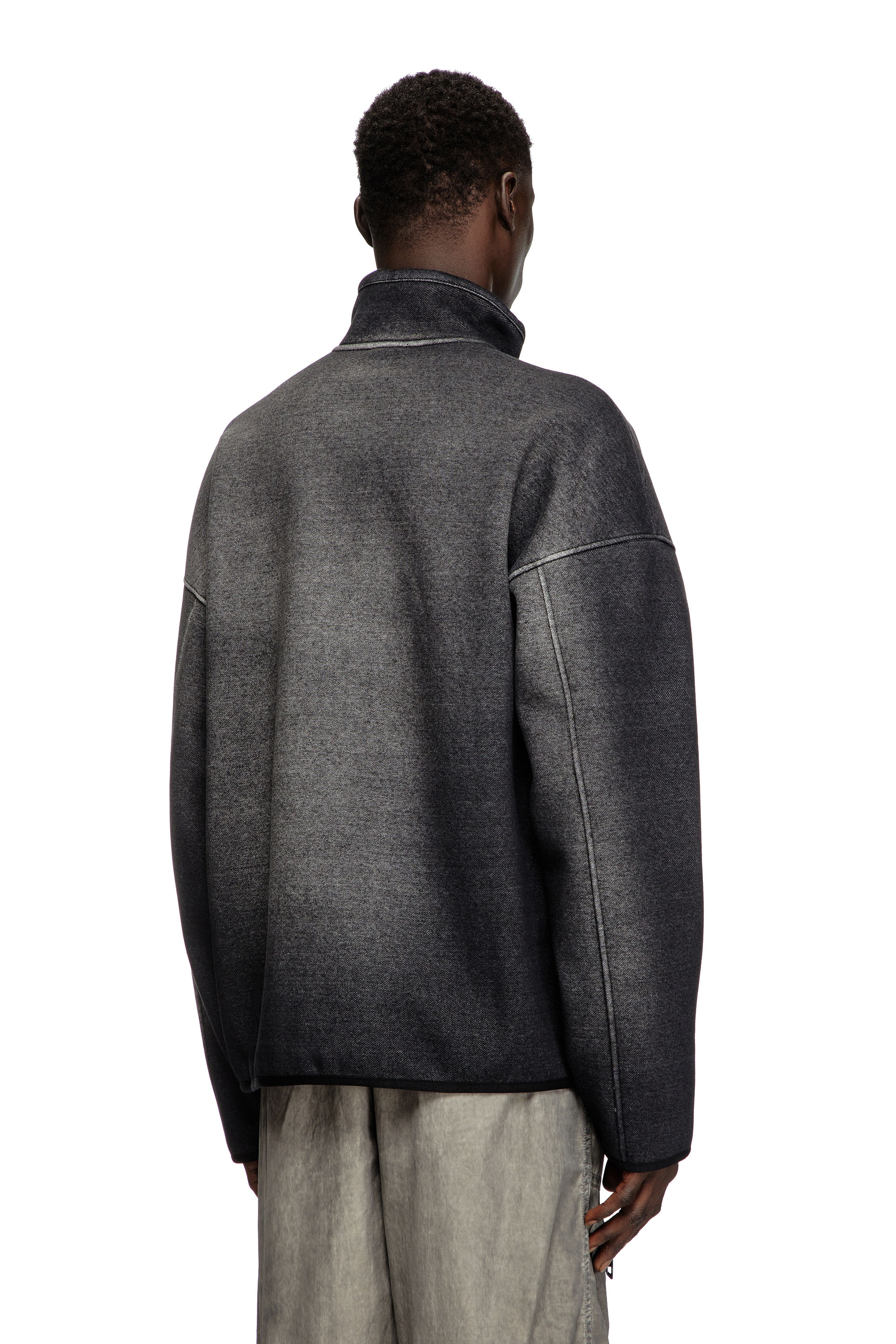 Diesel - S-BATY, Sweat-shirt zippé en jacquard effet denim Mixte in Noir - 4