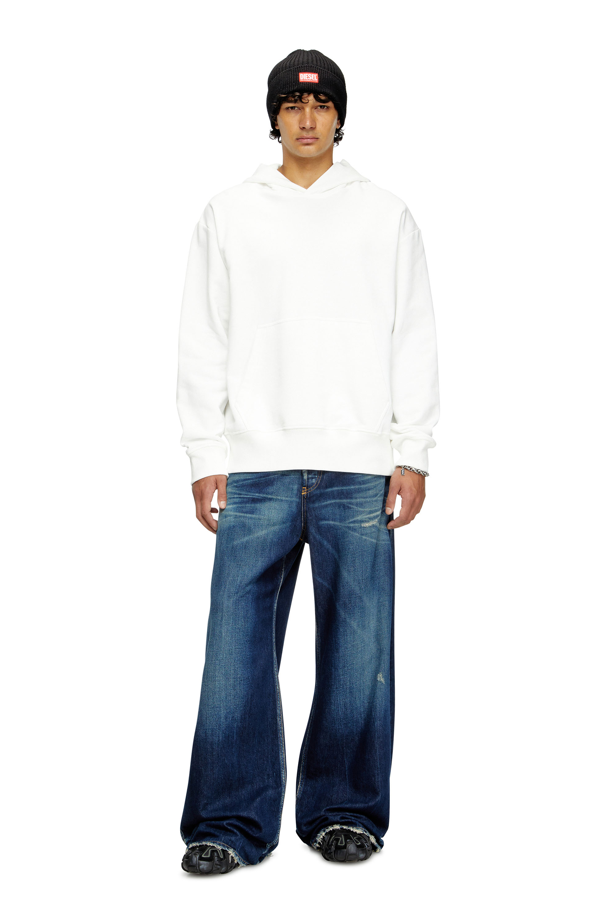 Diesel - S-MACS-HOOD-MEGOVAL-D, Man's Hoodie with logo embroidery in White - 2