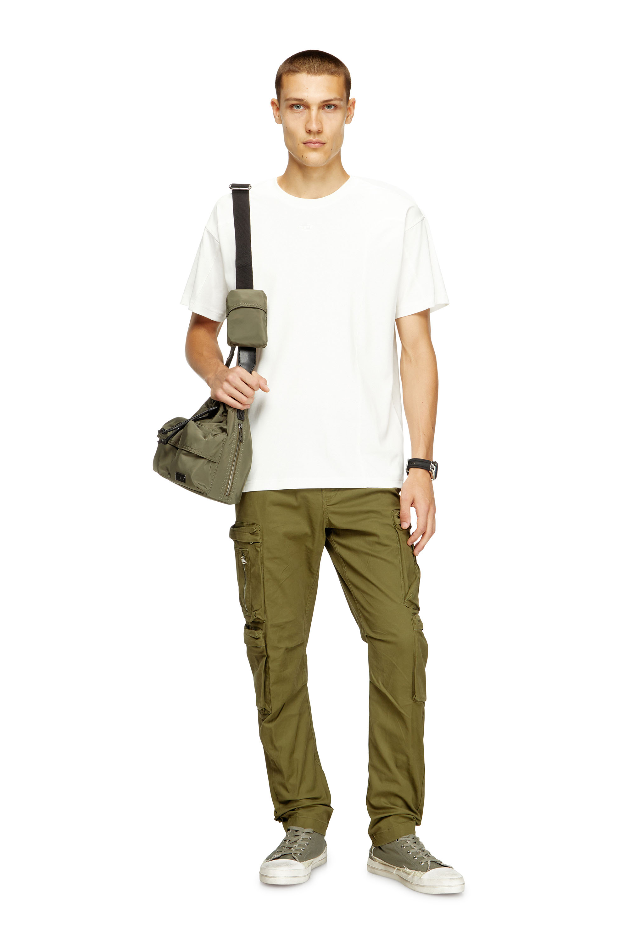 Diesel - T-NORM-INT, Male's Short-sleeve T-shirt with panels in White - 2
