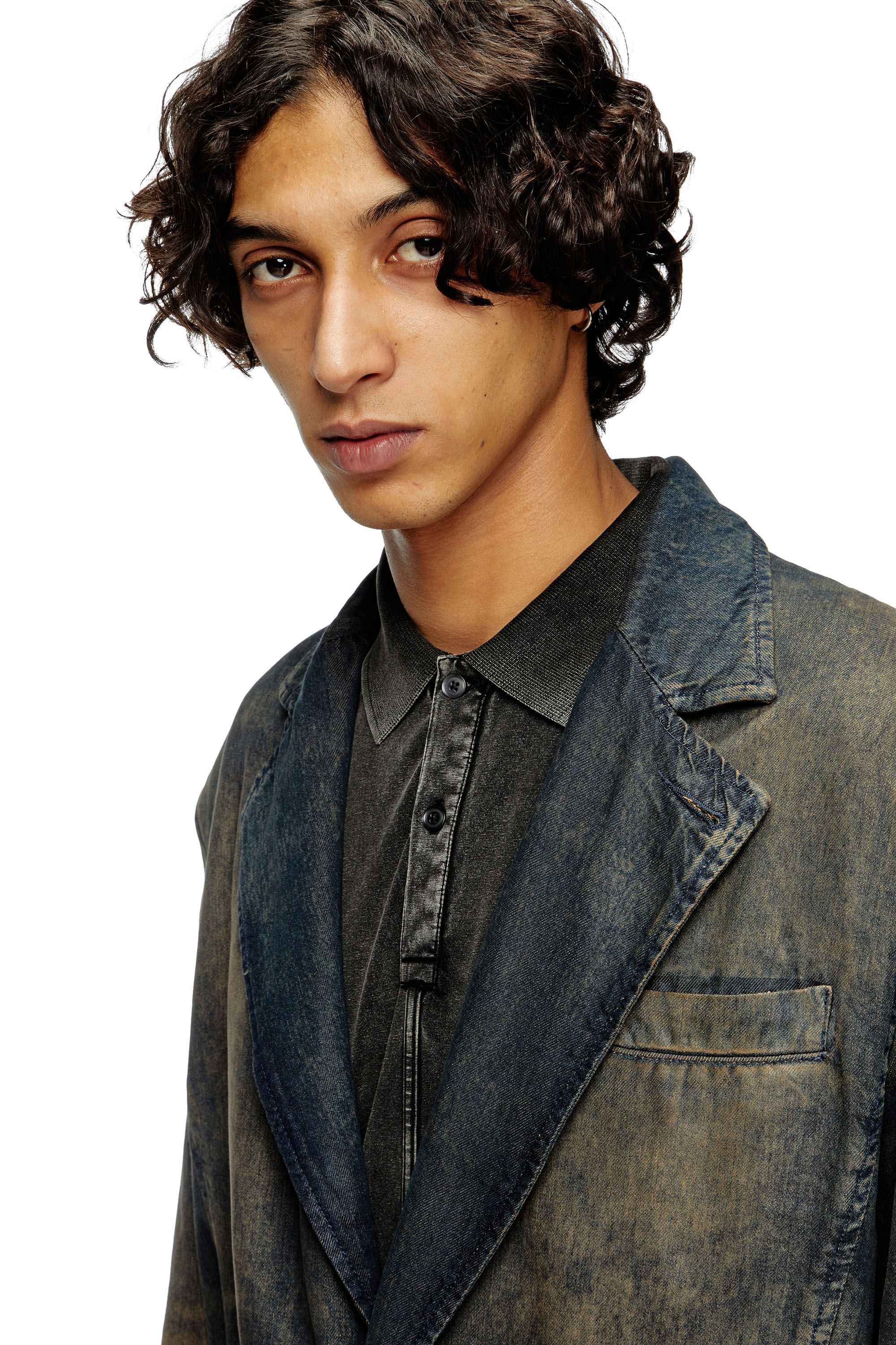 Diesel - D-REG-S, Unisex's Blazer in fluid shaded denim in Dark Blue - 4