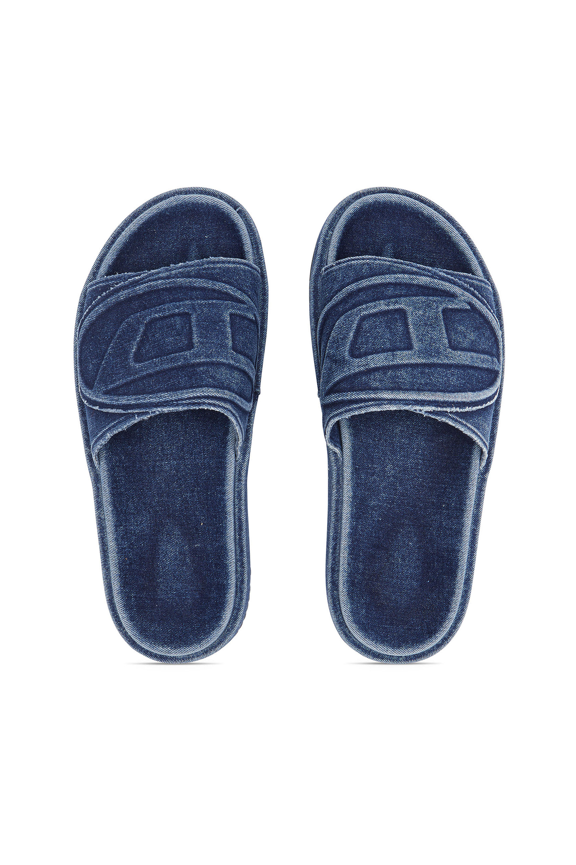 Diesel - SA-SLIDE D OVAL, Sa-Slide D-Chanclas de denim con correa en relieve Unisex in Azul marino - 4