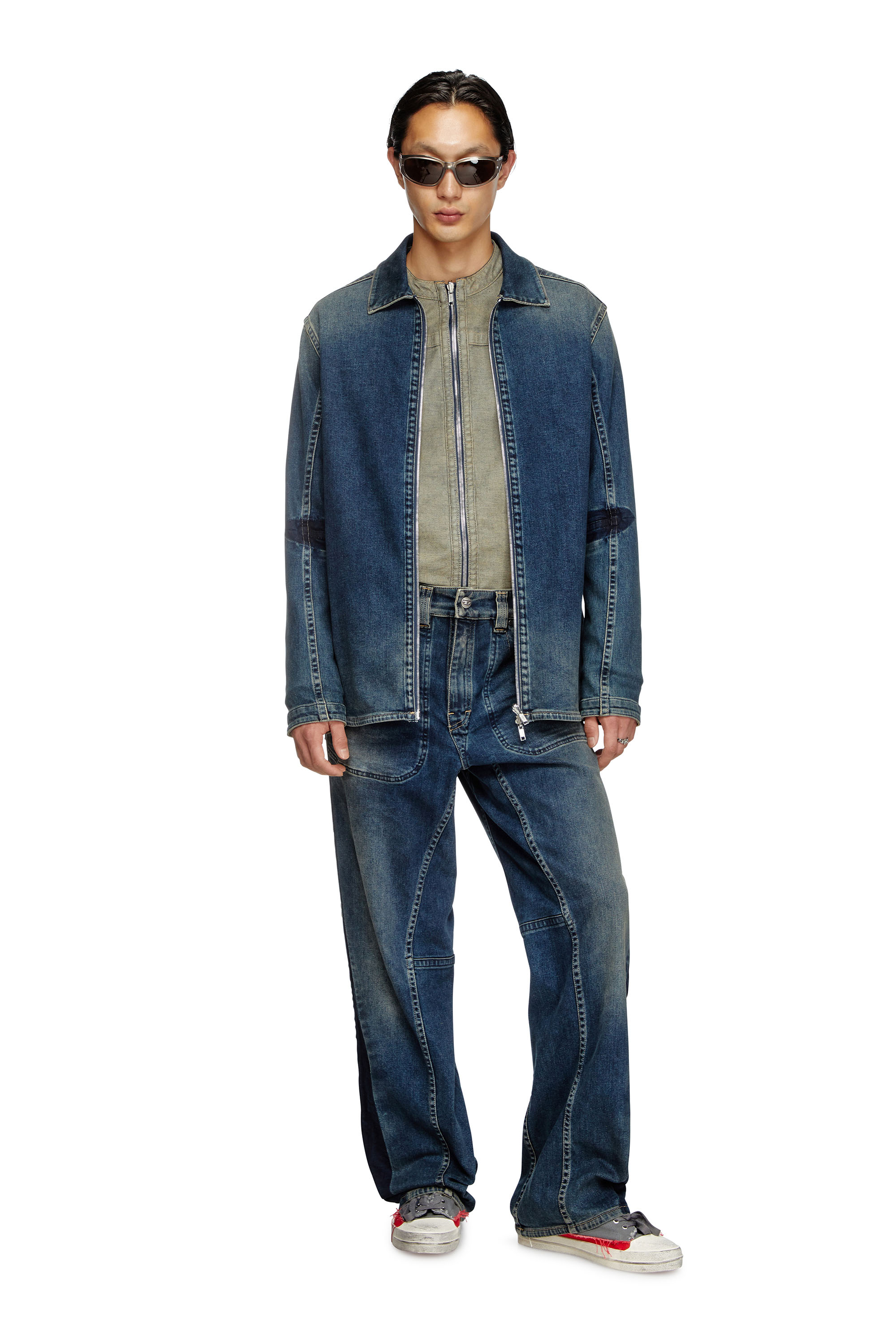 Diesel - D-SIMPLY-RE, Male's Zipped shirt in Rehab denim in Dark Blue - 1