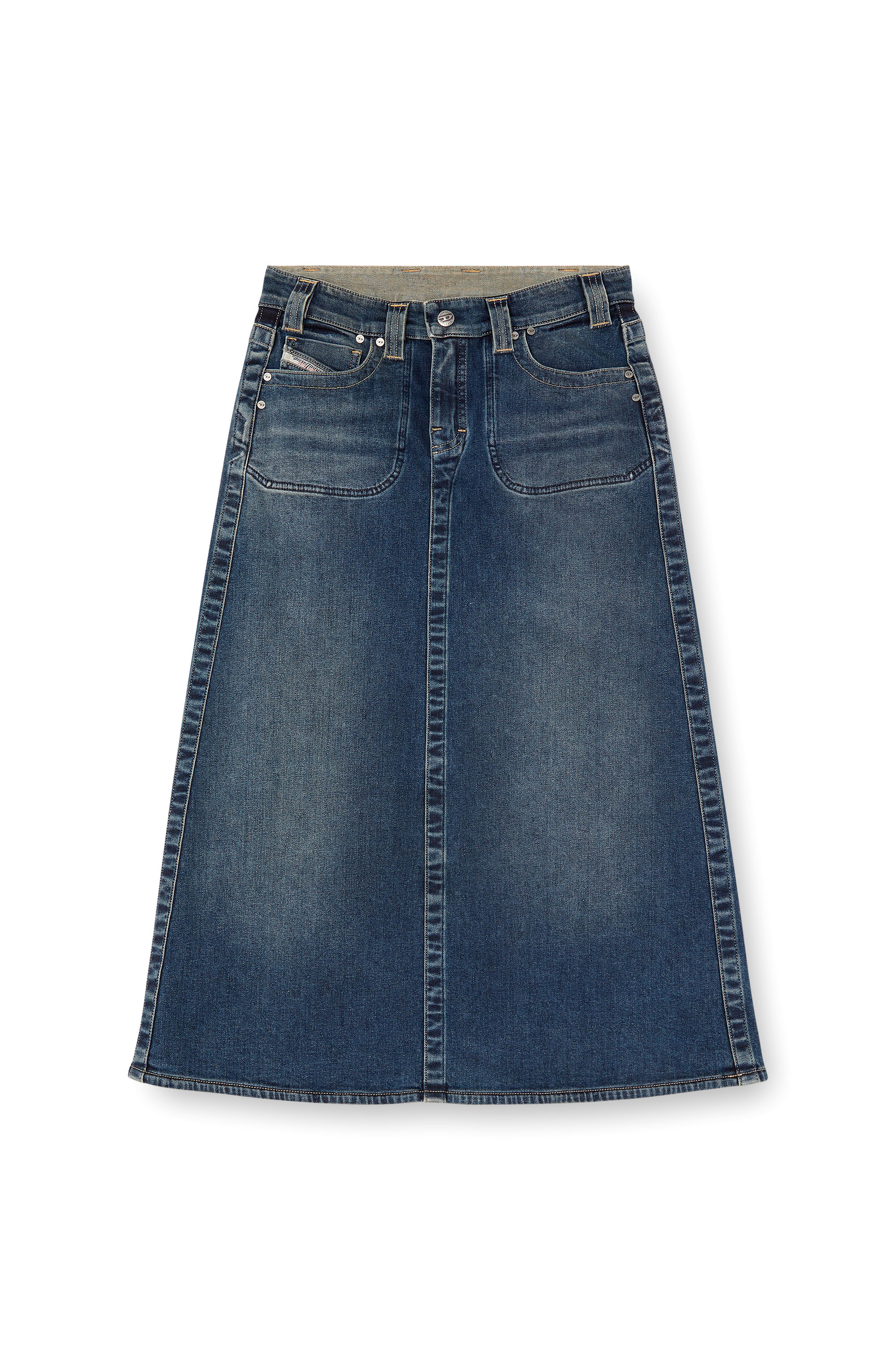 DE-PAGO-MID-RE, Azul Oscuro Diesel - DE-PAGO-MID-RE, Falda midi de Rehab denim Mujer in Azul marino - 2