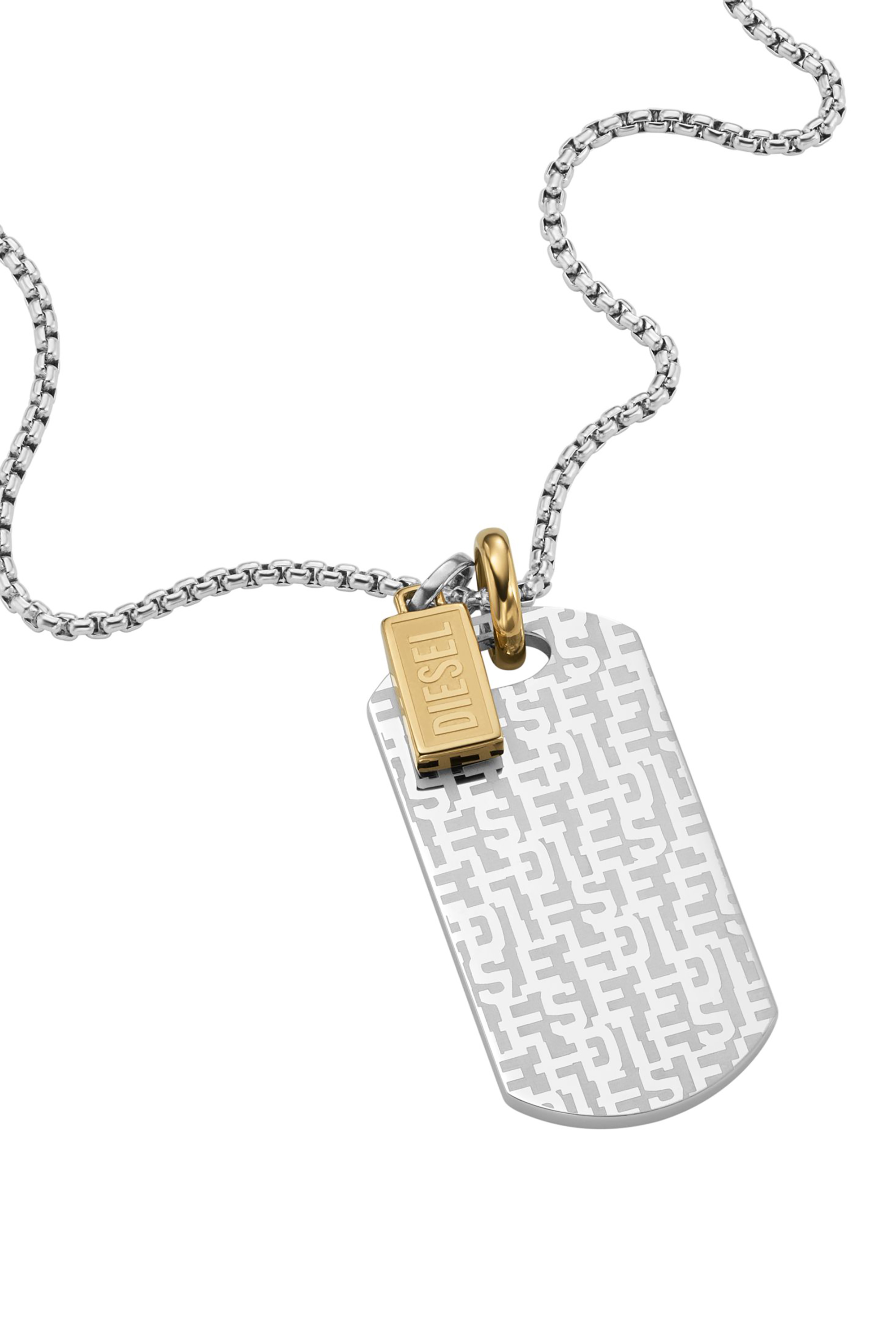 Collar con placa de identificaci&oacute;n en dos tonos Font
