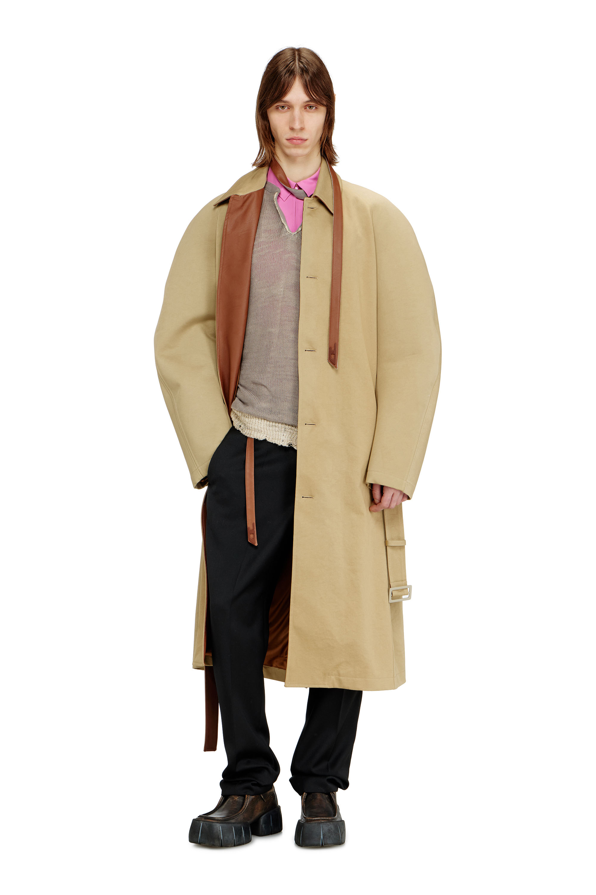 Diesel - J-ROUN, Male's Trench coat with cocoon sleeves in null - 1