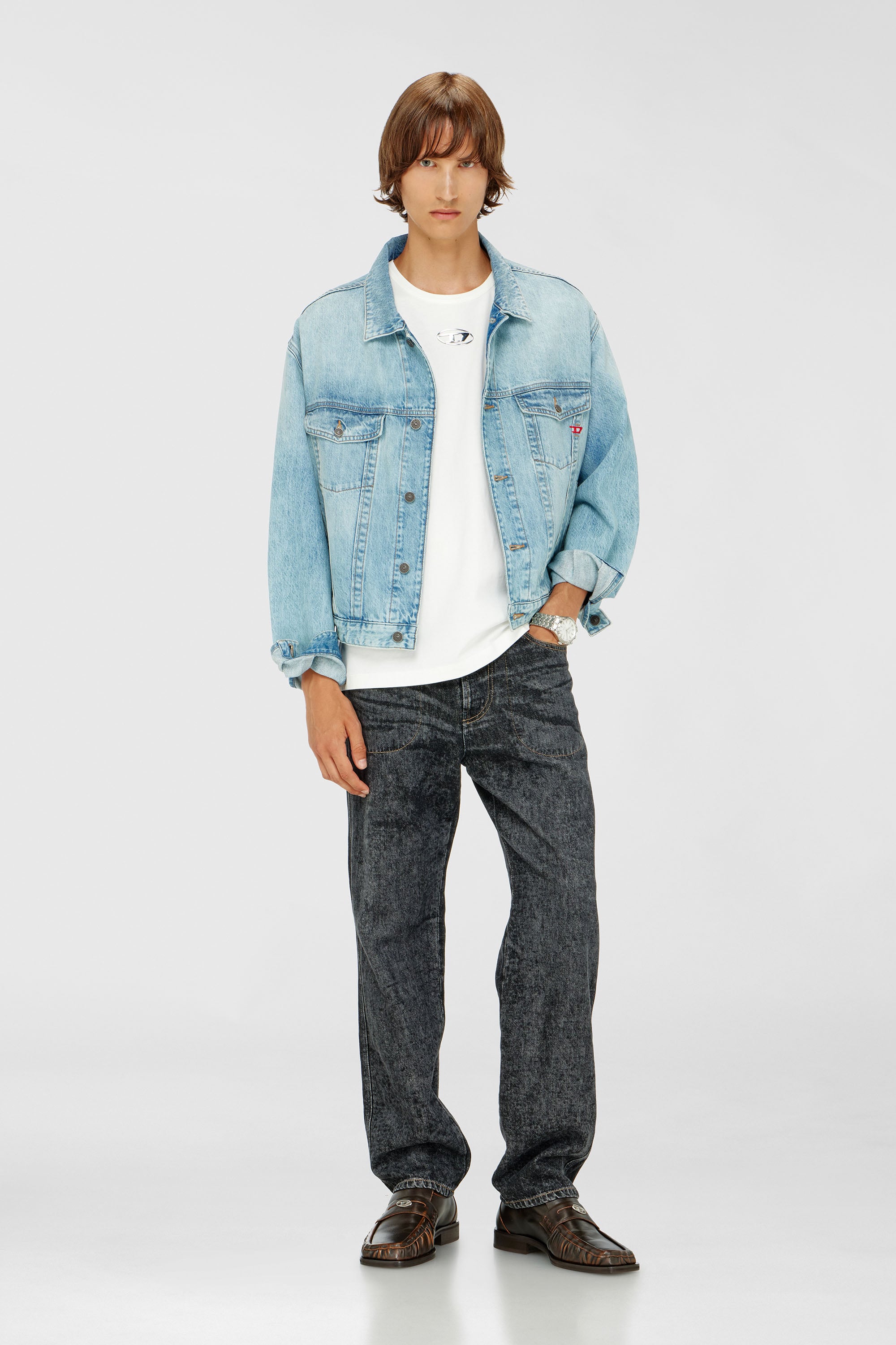 Diesel - T-NORM-IOD, Man's Light cotton T-shirt with metallic Oval D logo in White - 1