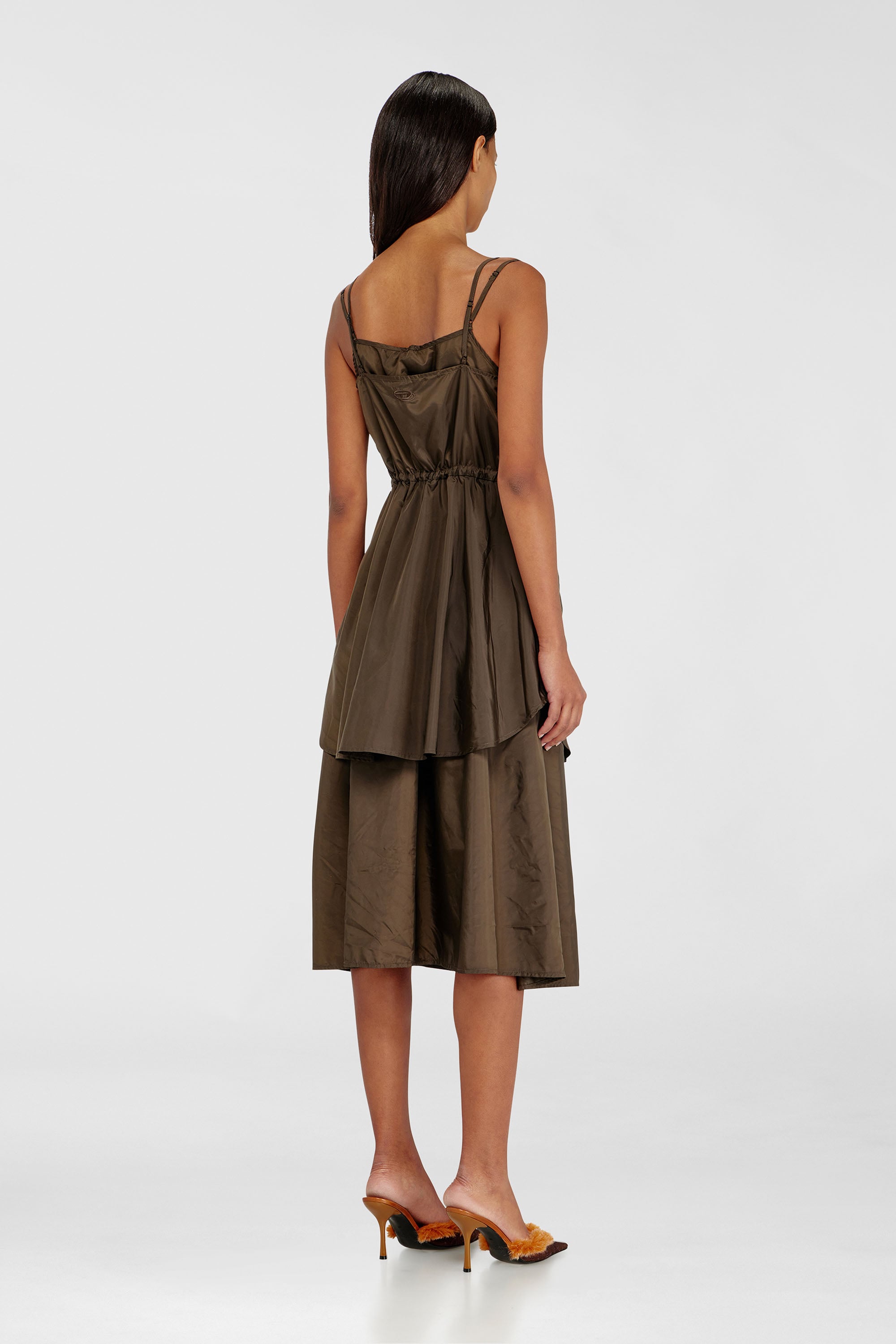Diesel - D-OROTEA-T1, Woman's Lightweight nylon dress with layered design in Brown - 4