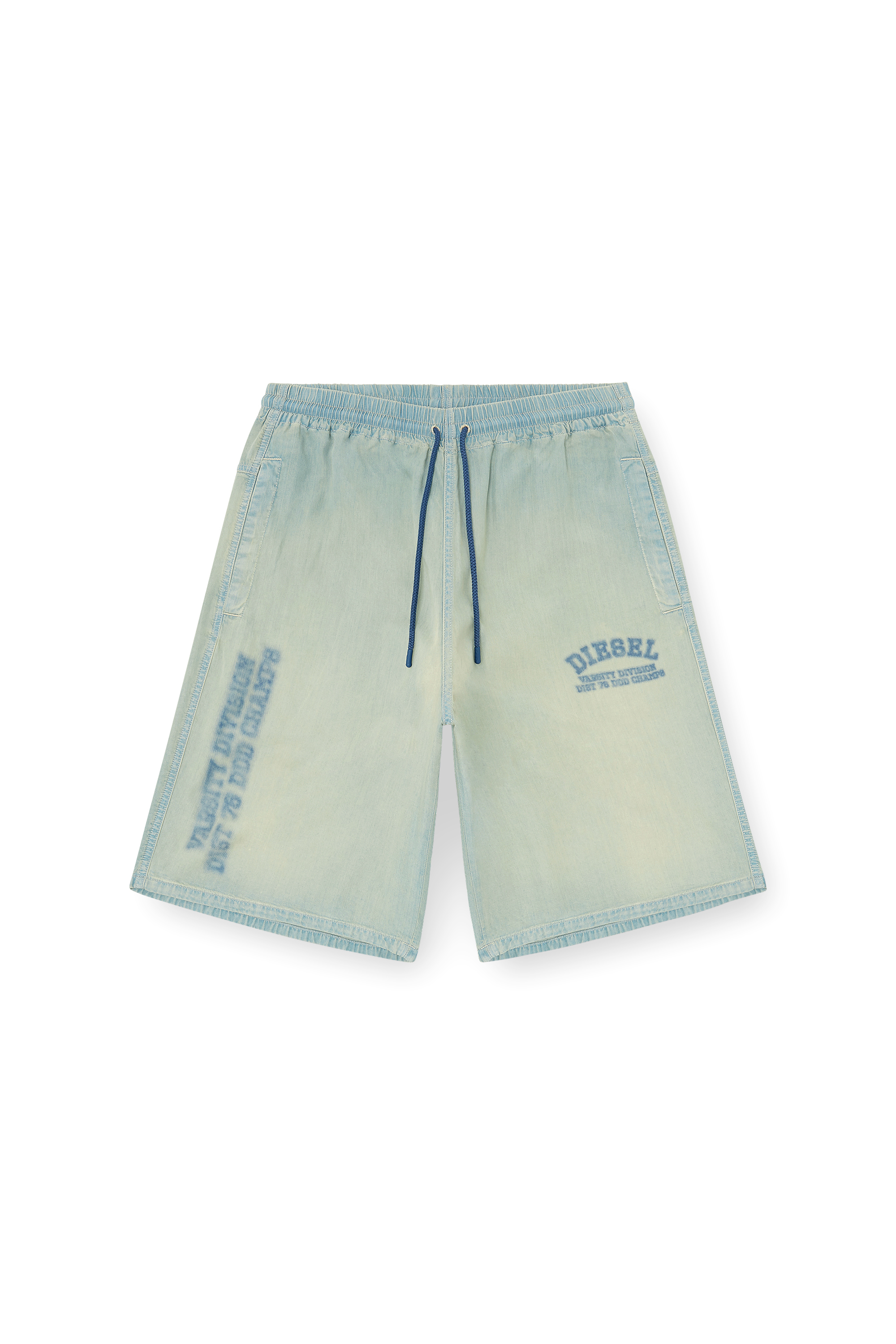 Diesel - D-ENIMOS-SHORT-S2, Unisex's Shorts in fluid dirt-effect denim in Light Blue - 3