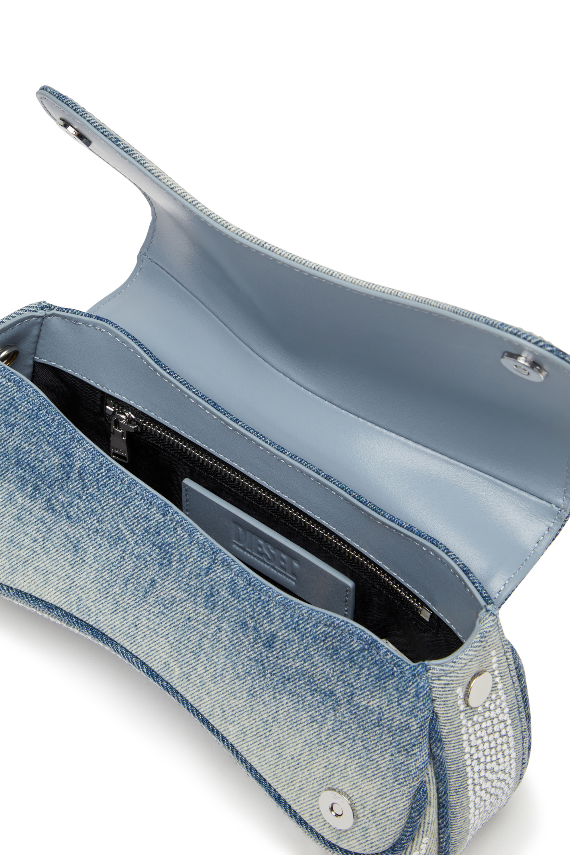 Diesel - PLAY CLUTCH, Female's Play-Crystal clutch in solarised denim in Light Blue - 4