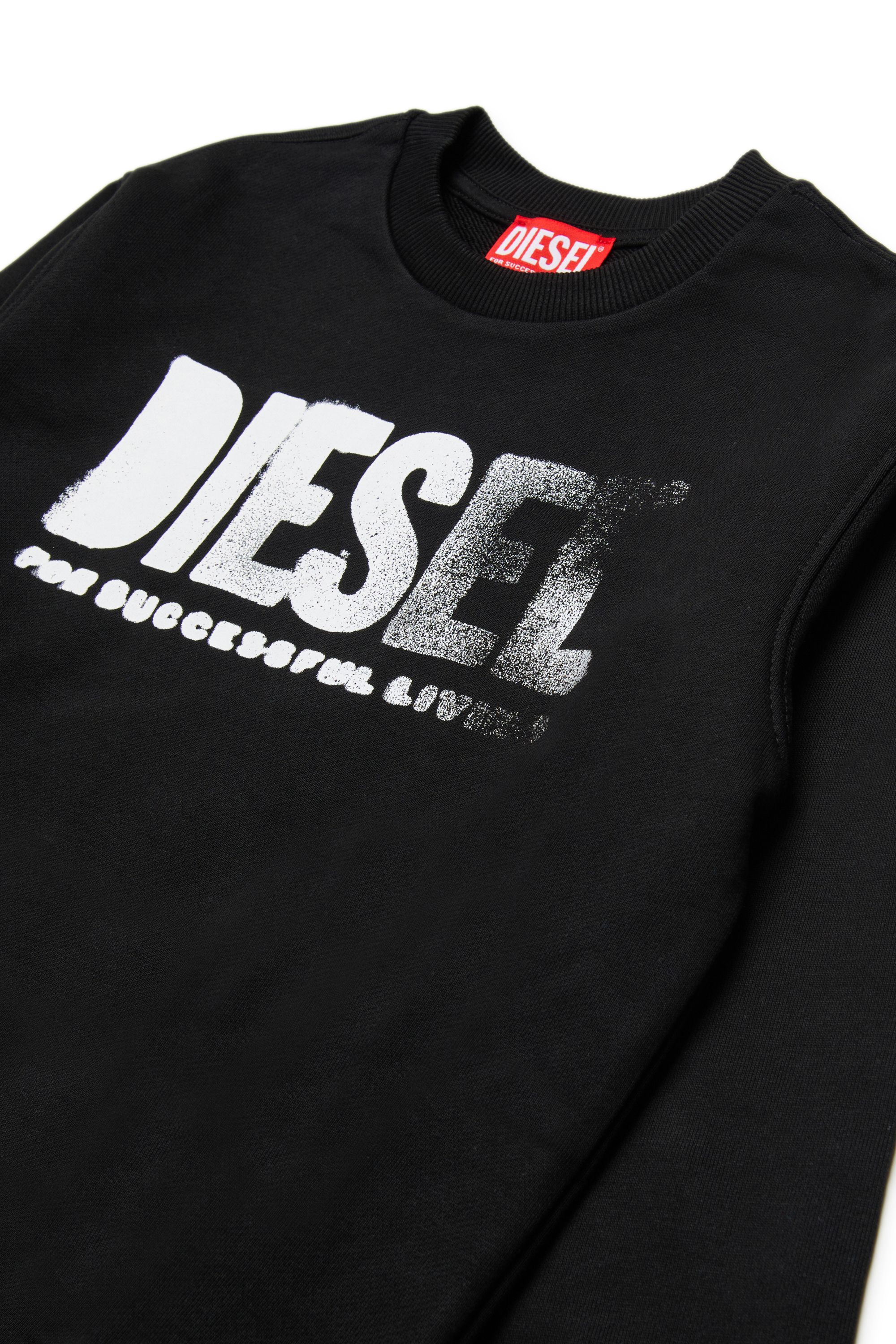 Diesel - SIDER OVER, Man's Sweatshirt with round neck and maxi Diesel logo print in Black - 3