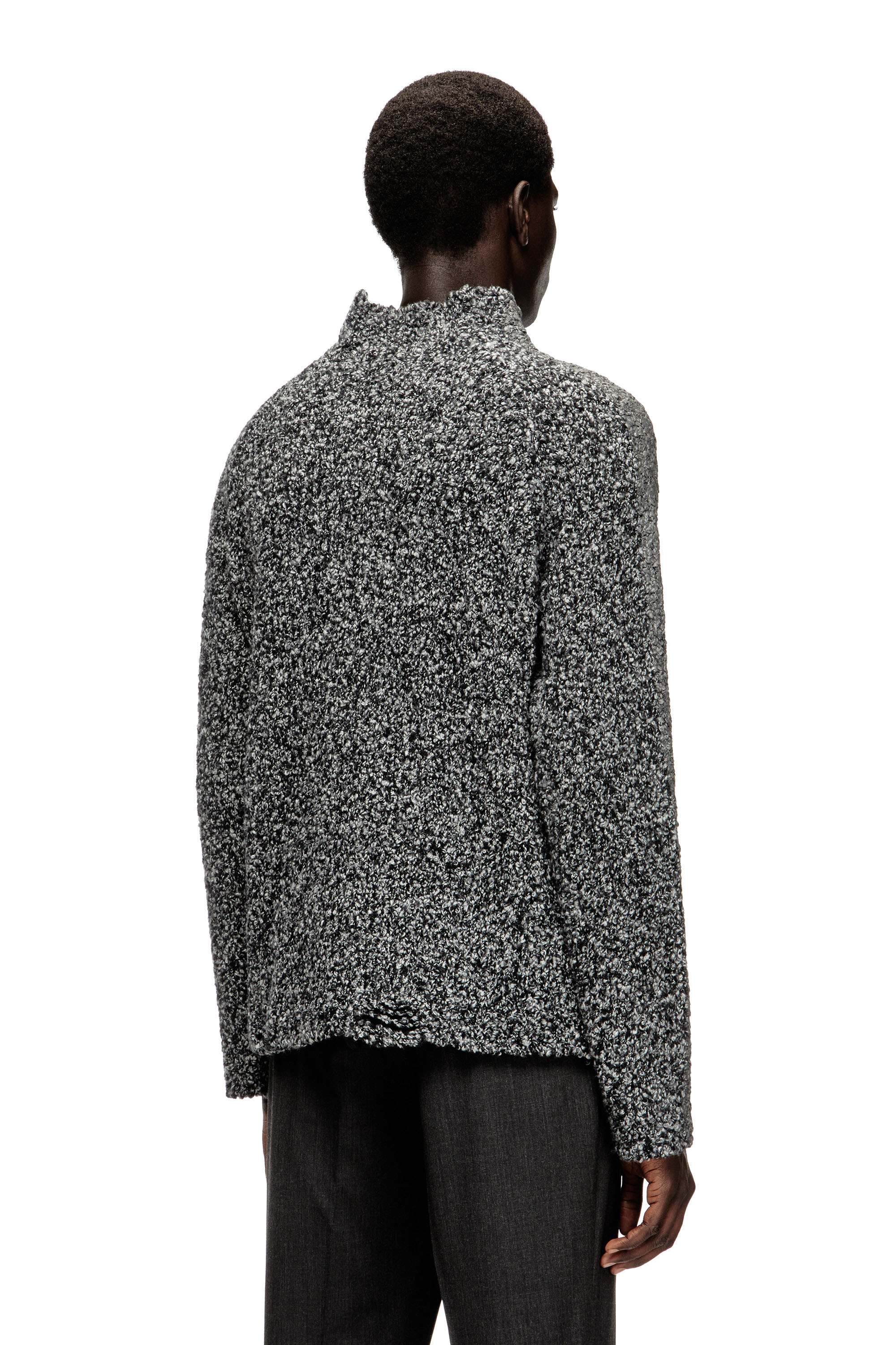 Diesel - K-ERLAND, Man's Boucl&eacute;-knit jumper with sleeve bands in Black - 4