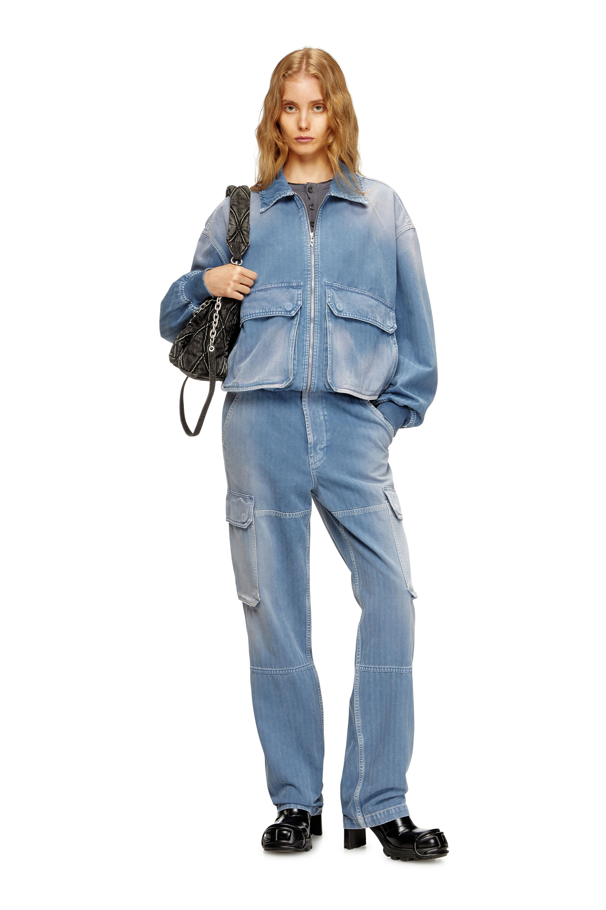 Diesel - D-KURZ, Chaqueta en denim de espiga coloreada Unisex in Azul marino - 4