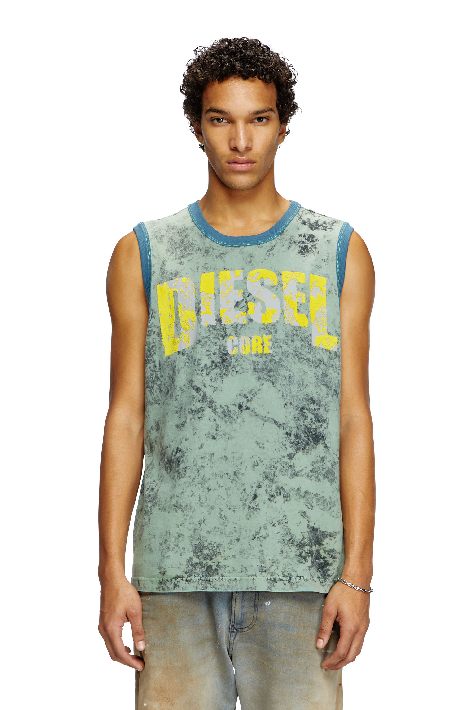 Diesel - T-BISCO-R1, Male's Treated tank top with Diesel Core logo in Green - 1