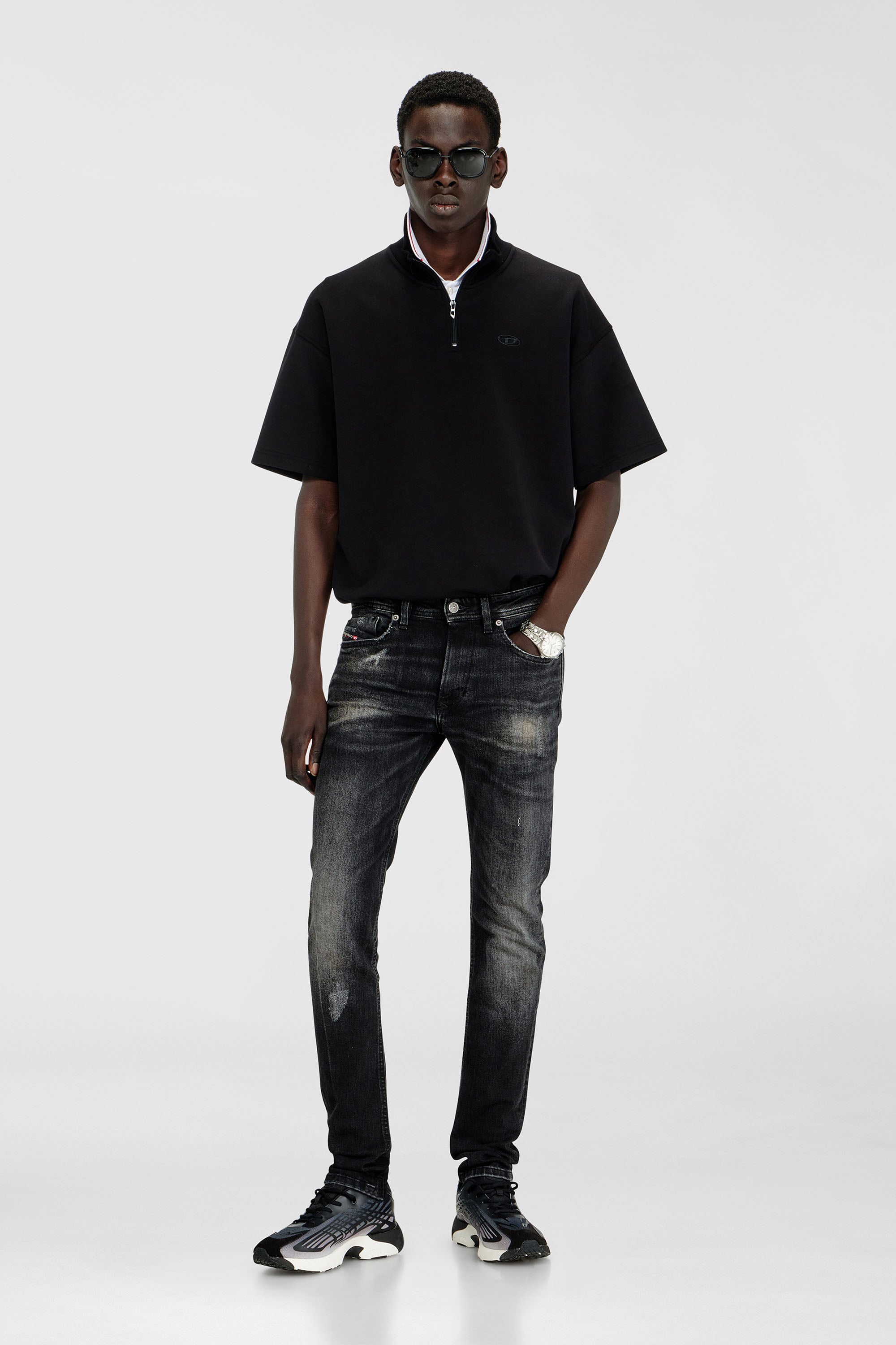 Diesel - Man's Skinny Jeans 1979 Sleenker 0DBDP, Black/Dark grey - 2