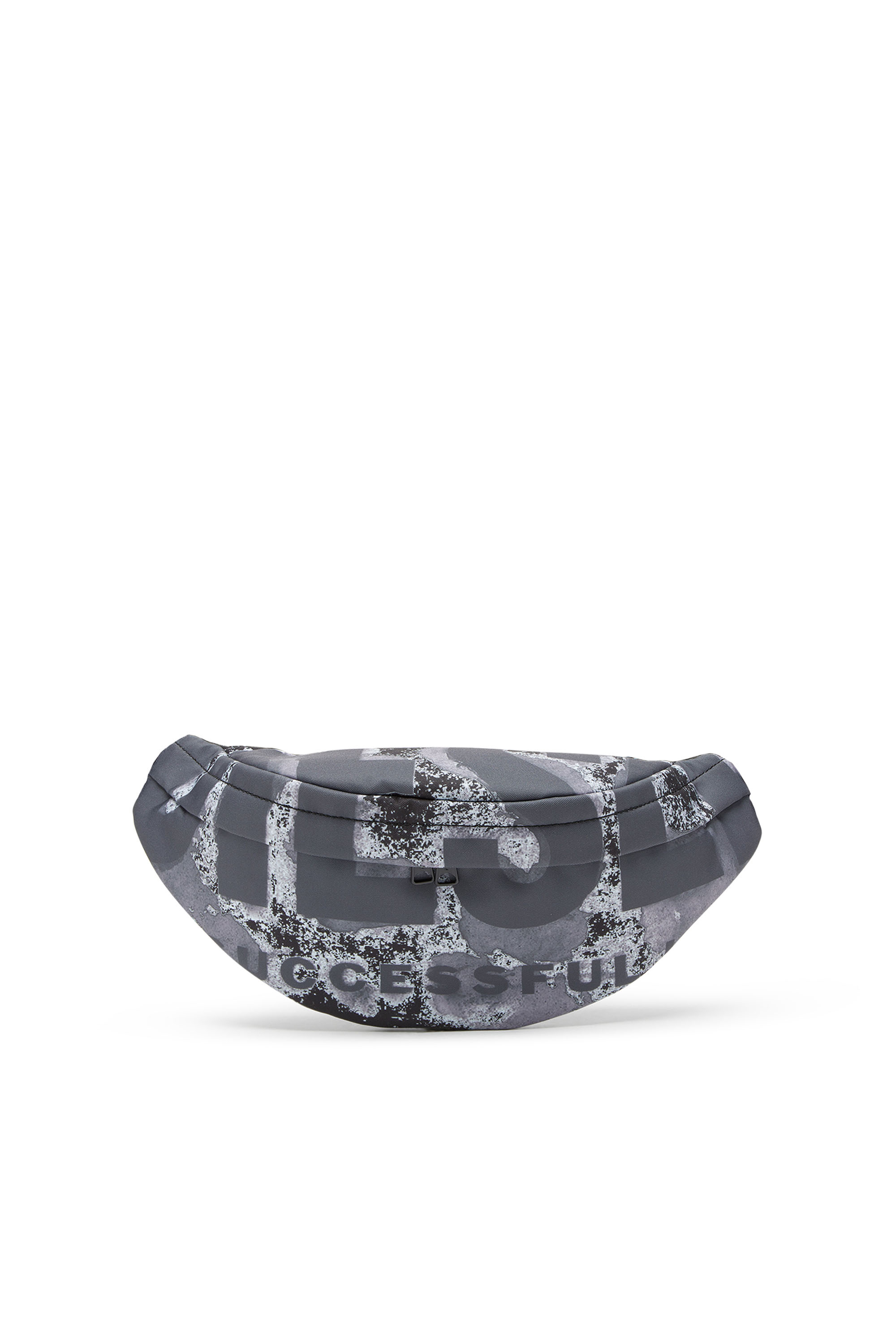 Diesel - RAVE BELTBAG X, Man's Rave-Belt bag with bleeding logo print in Black/Grey - 2