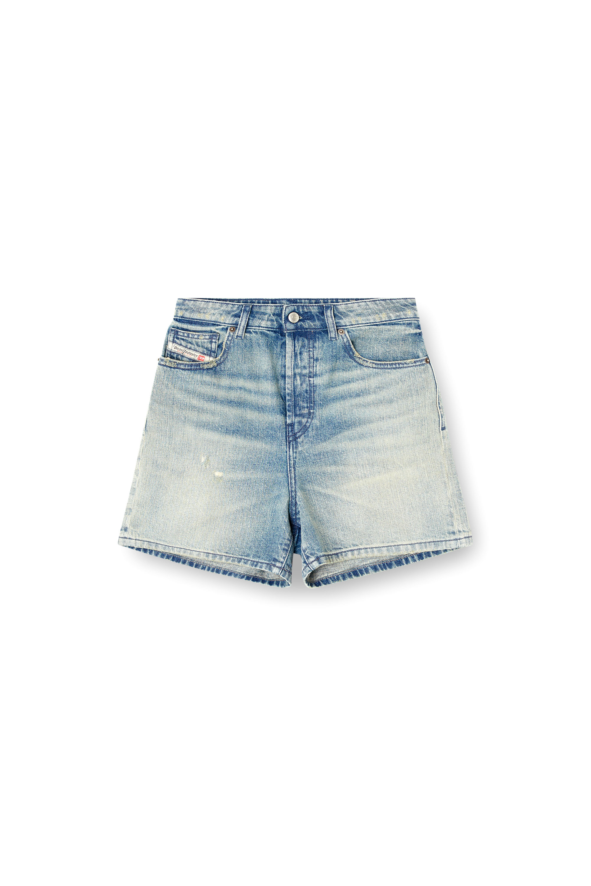 Diesel - DE-JIRO, Female's Shorts in worn-effect denim in Light Blue - 4