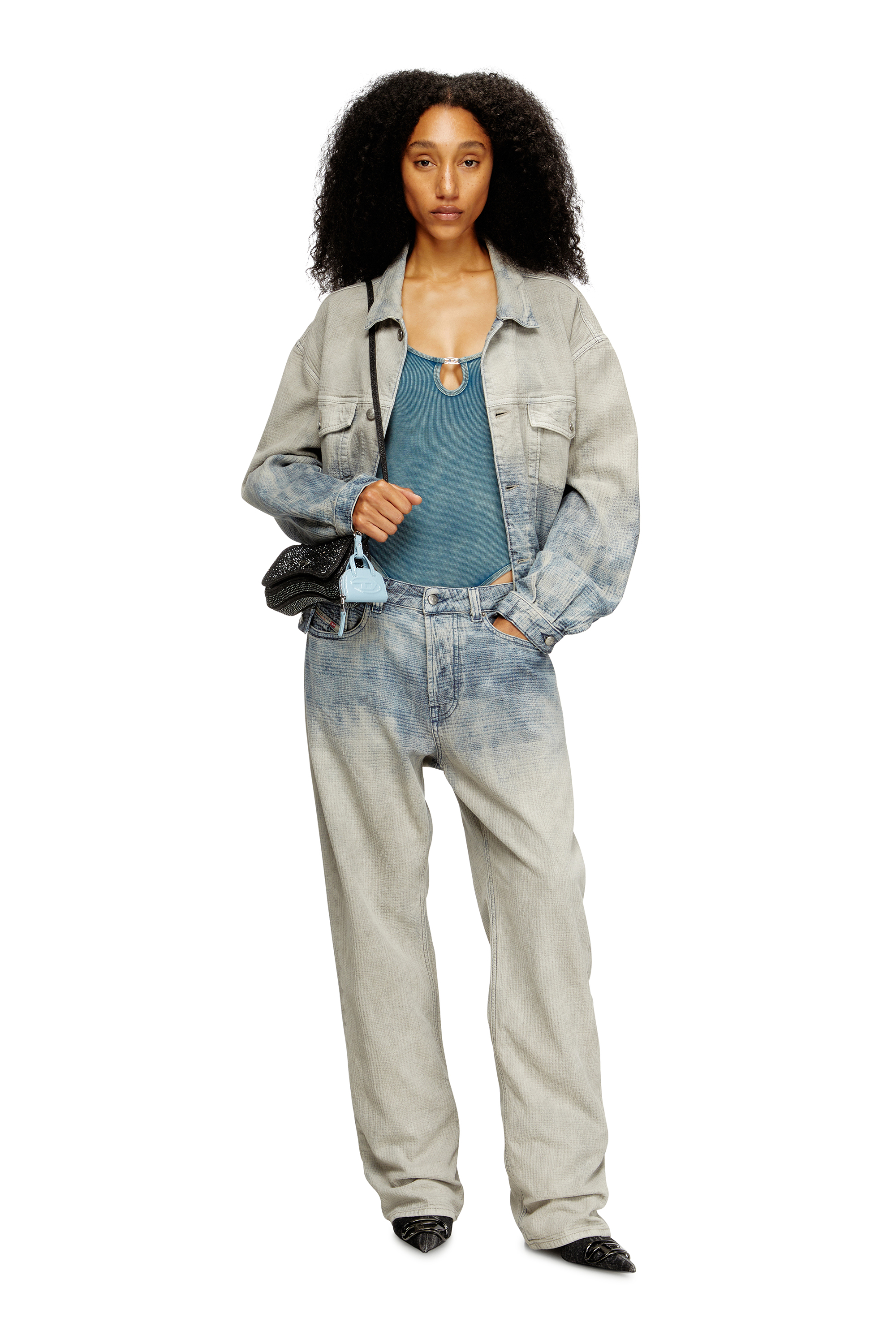 Diesel - PLAY CROSSBODY XS, Female's Play-Mini crossbody bag in crystal Lurex in Black - 6