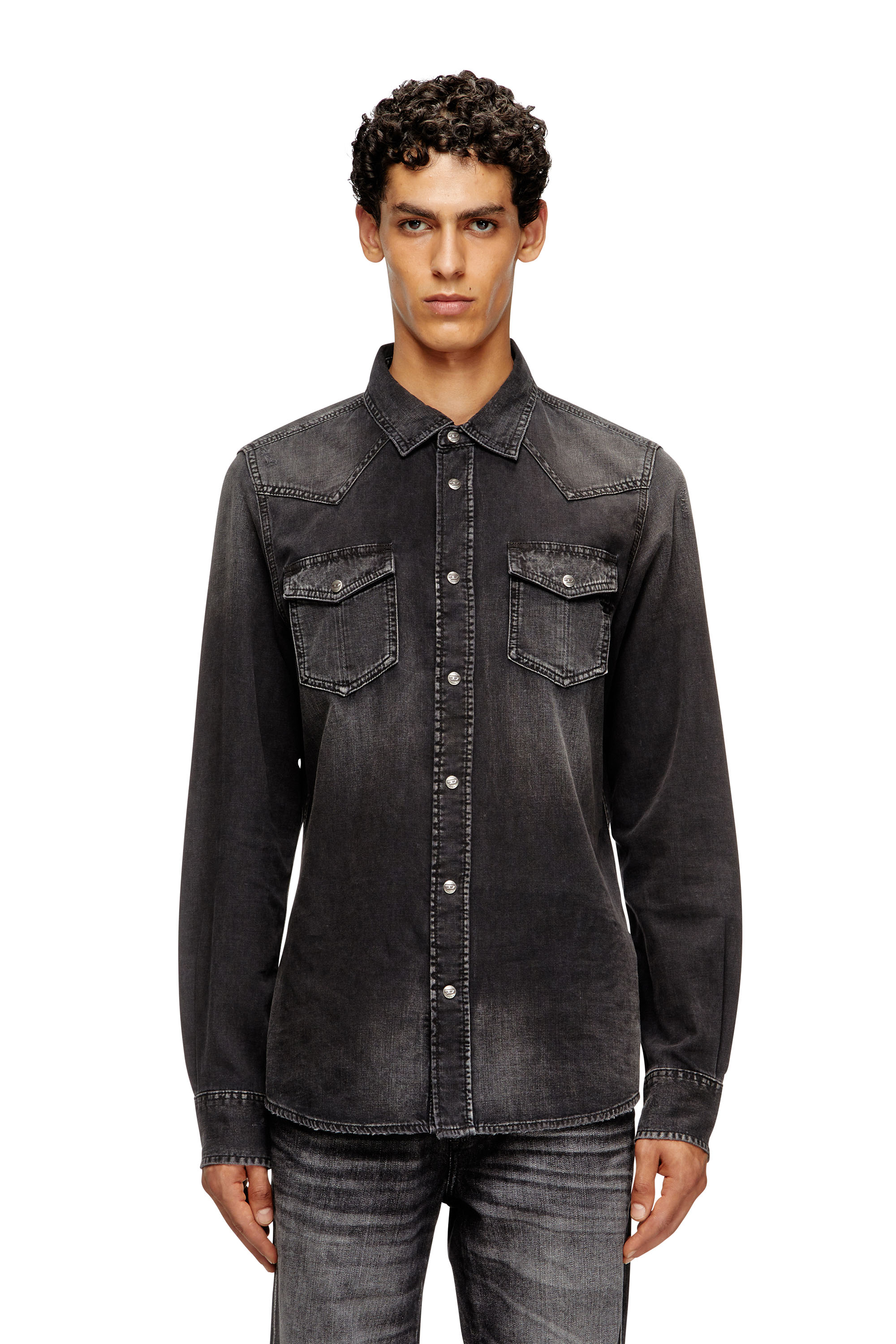 Diesel - D-VEGA, Surchemise en denim Homme in Noir - 1